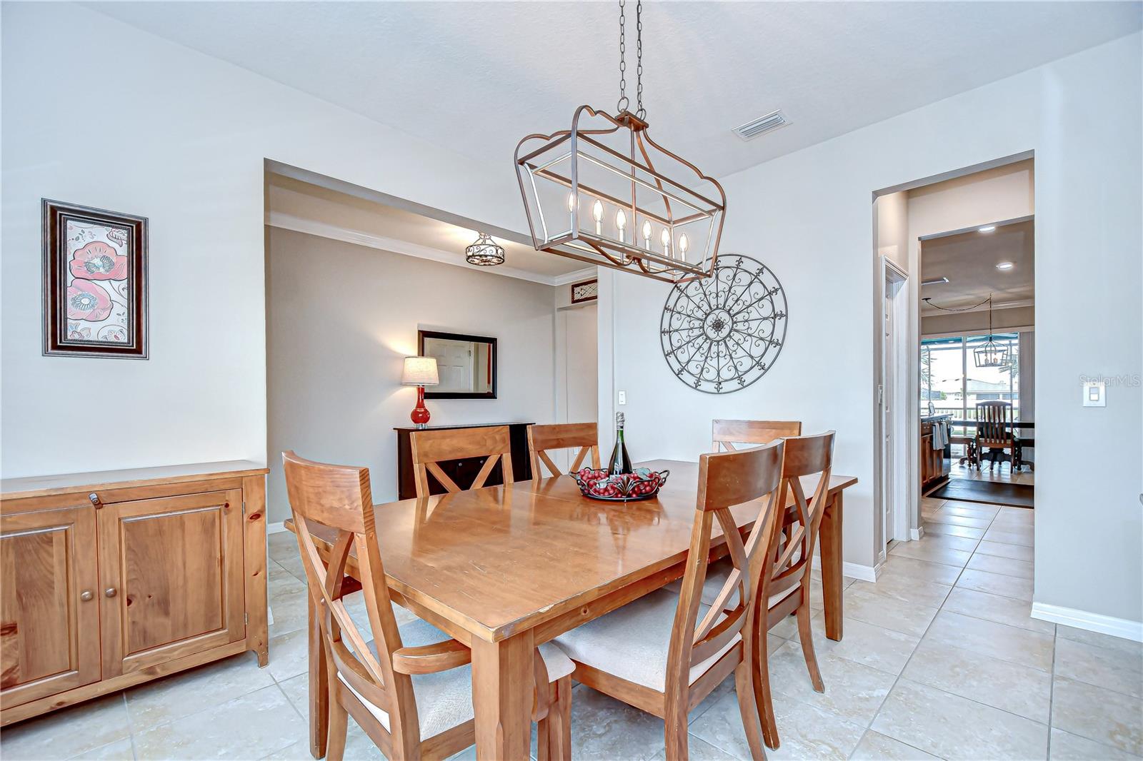 The dining room can easily serve as a sitting room or flex space.