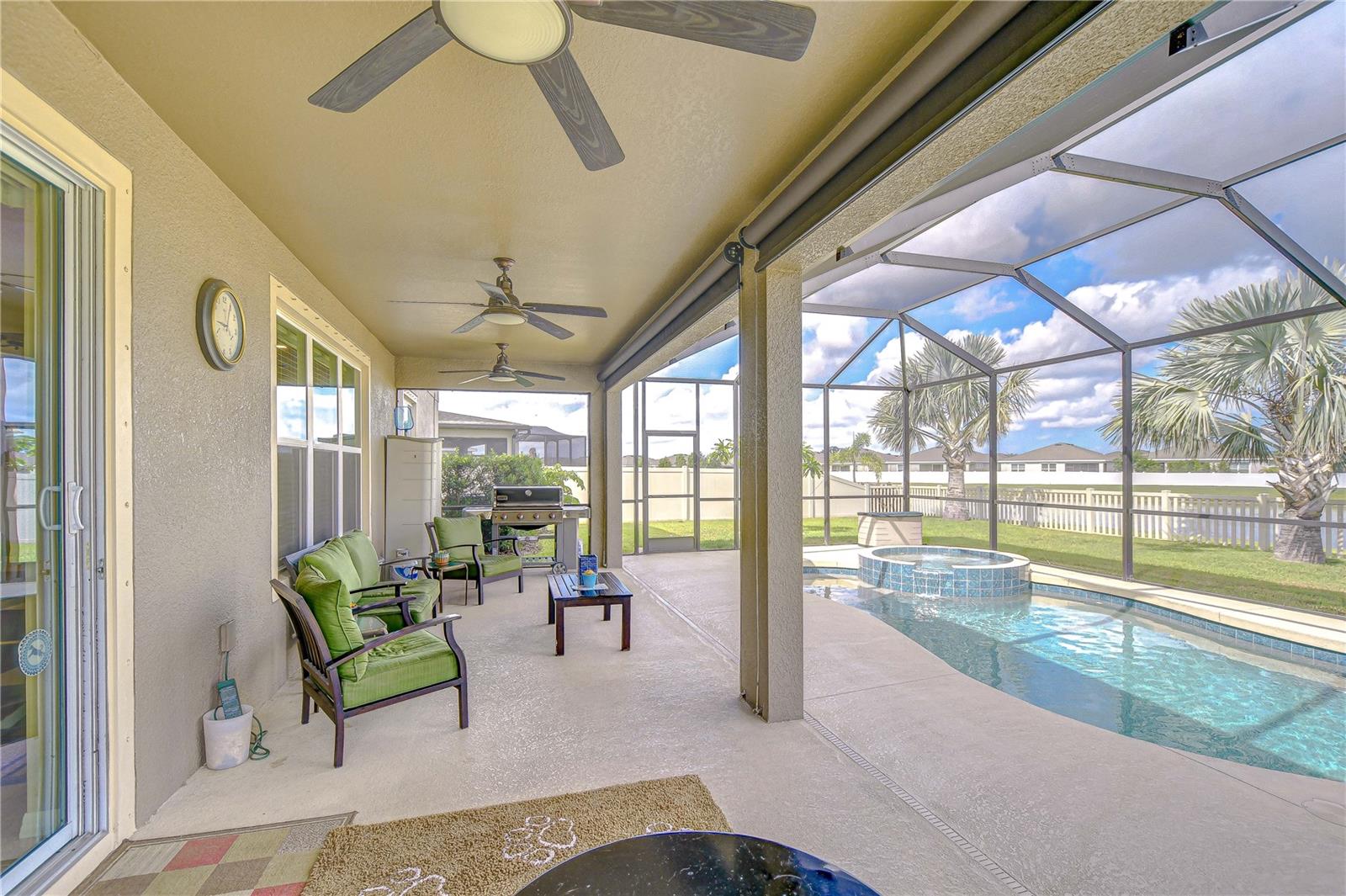 Plenty of covered space offers shade to relax after time in the pool!