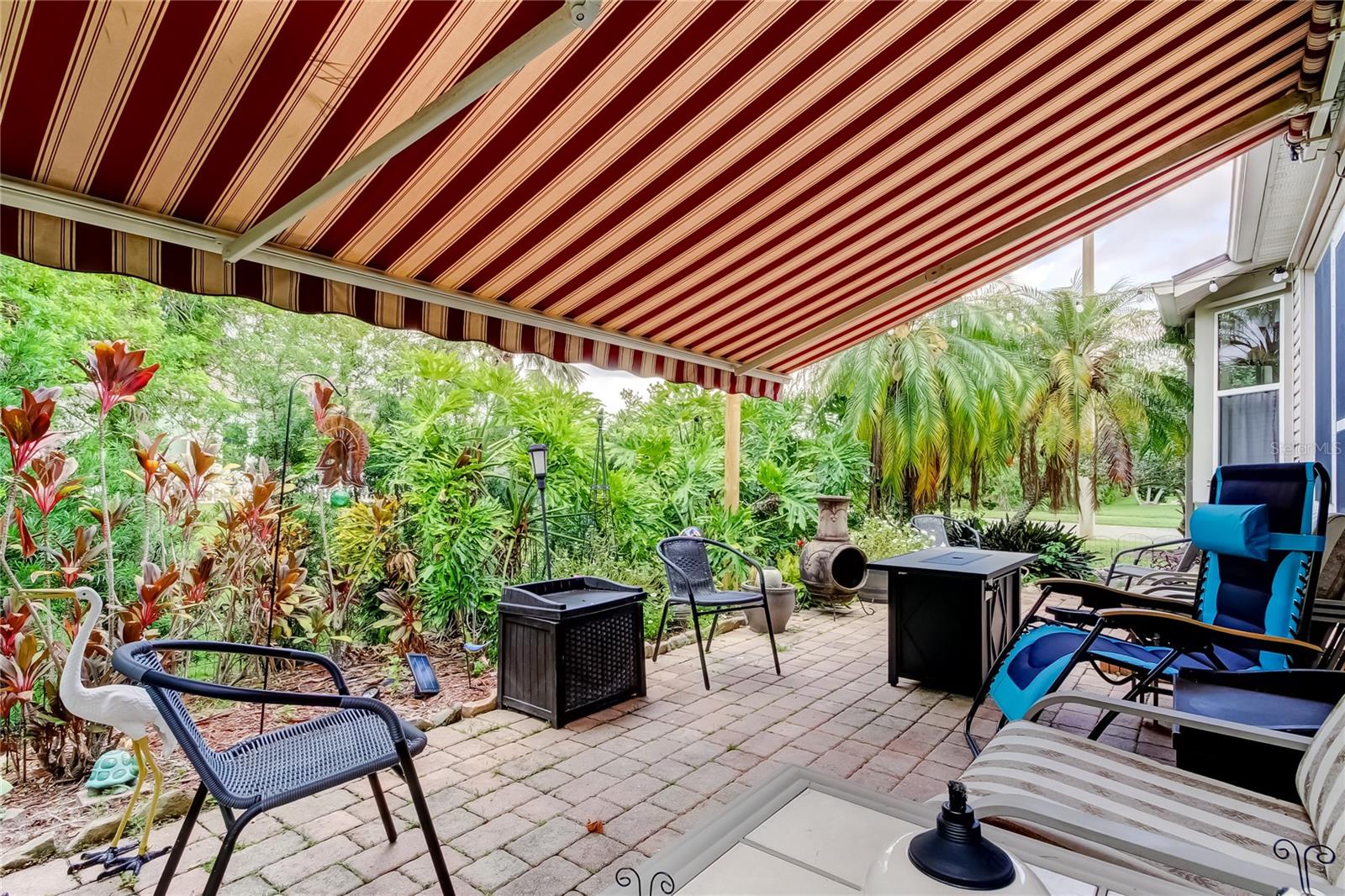 patio with awning for shade