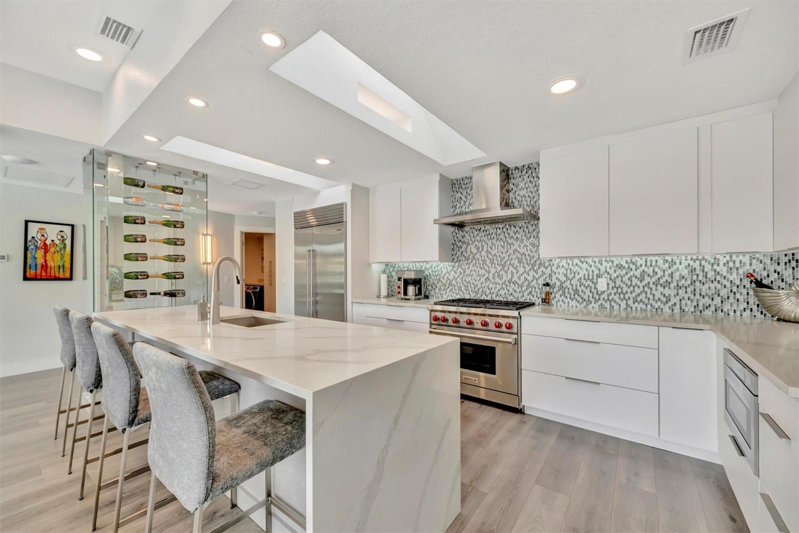 Backsplash is special order Glazzio tiles, Metro series