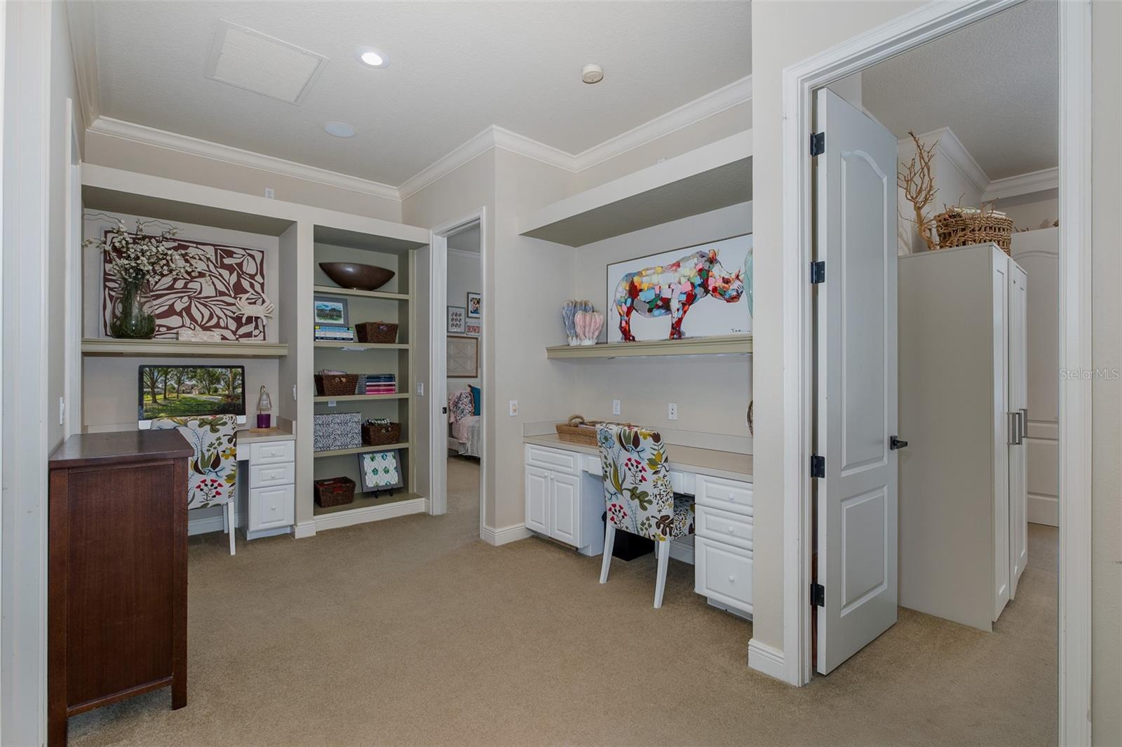 Upstairs open area built in desks