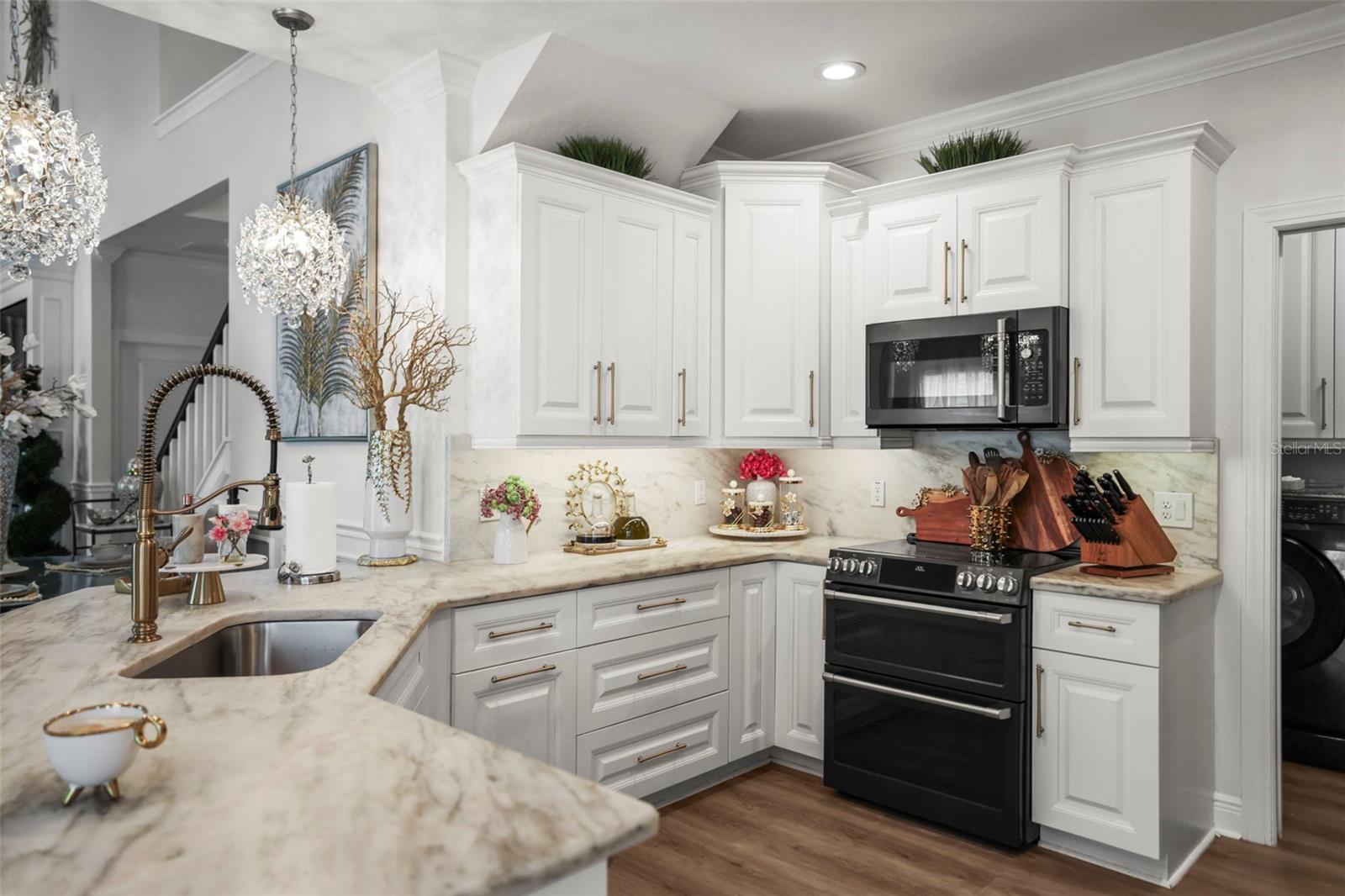 Lots of solid wood, soft-close cabients