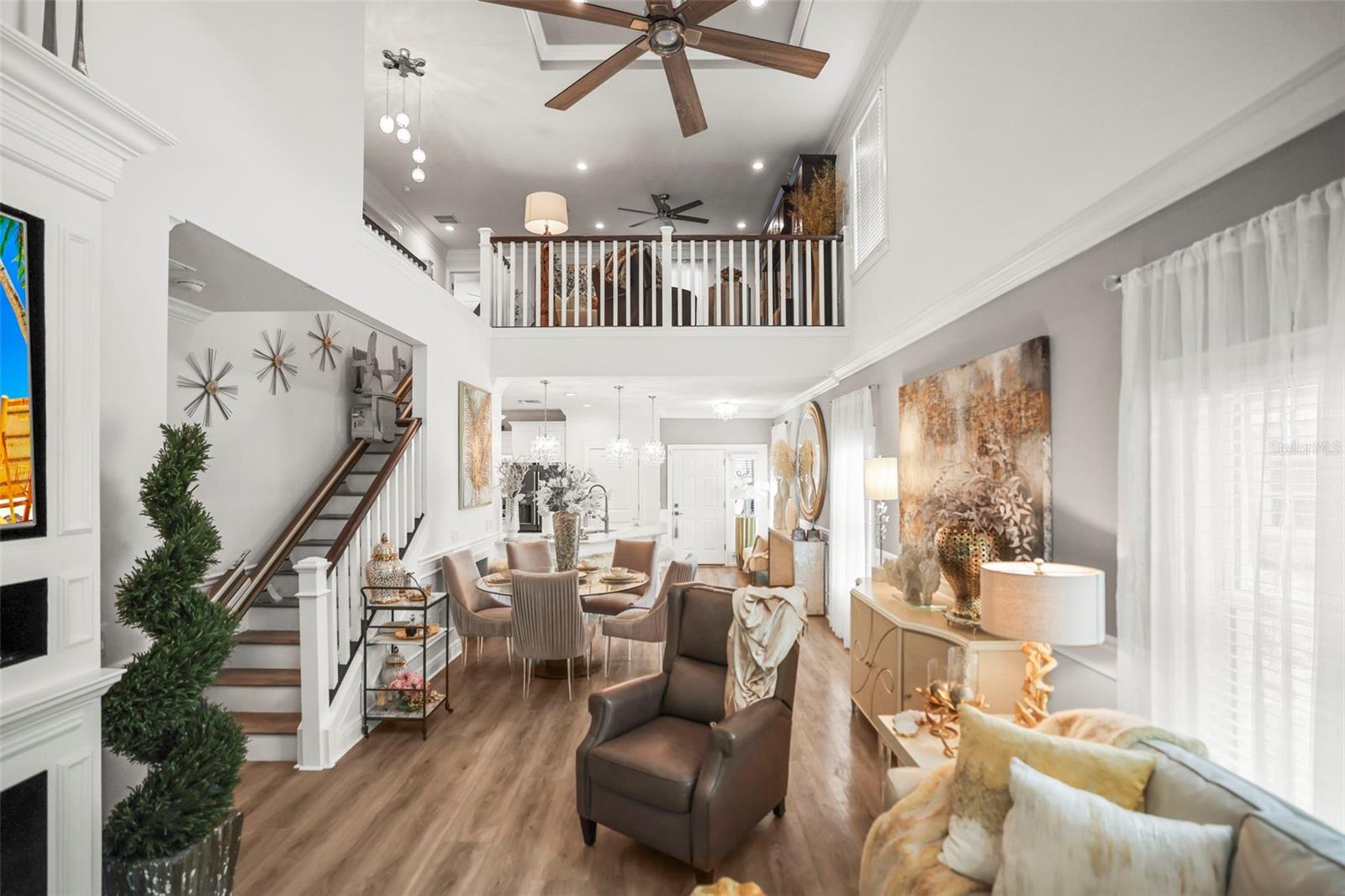 Living and dining areas