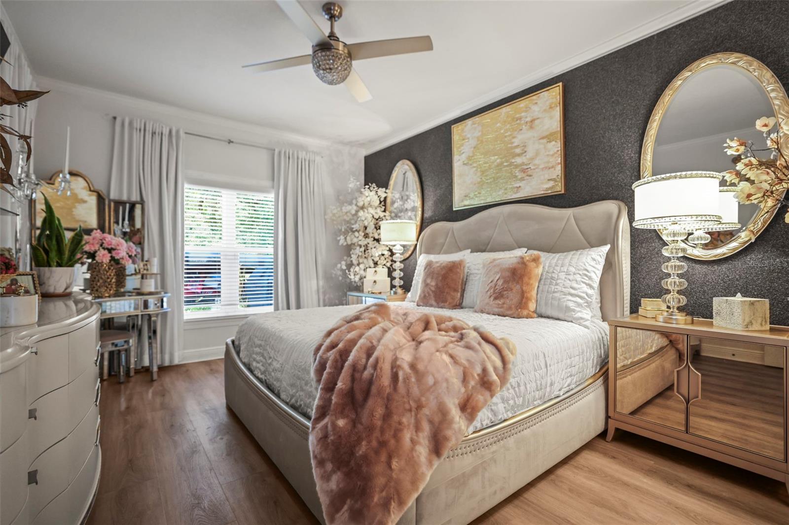 Roomy first-floor primary suite