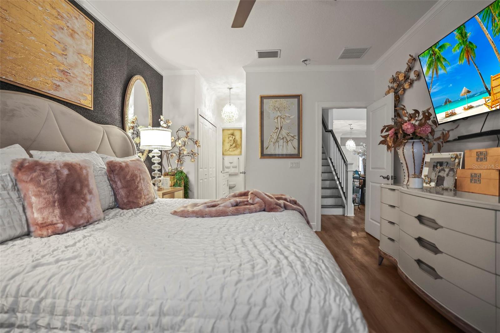 Roomy first-floor primary suite