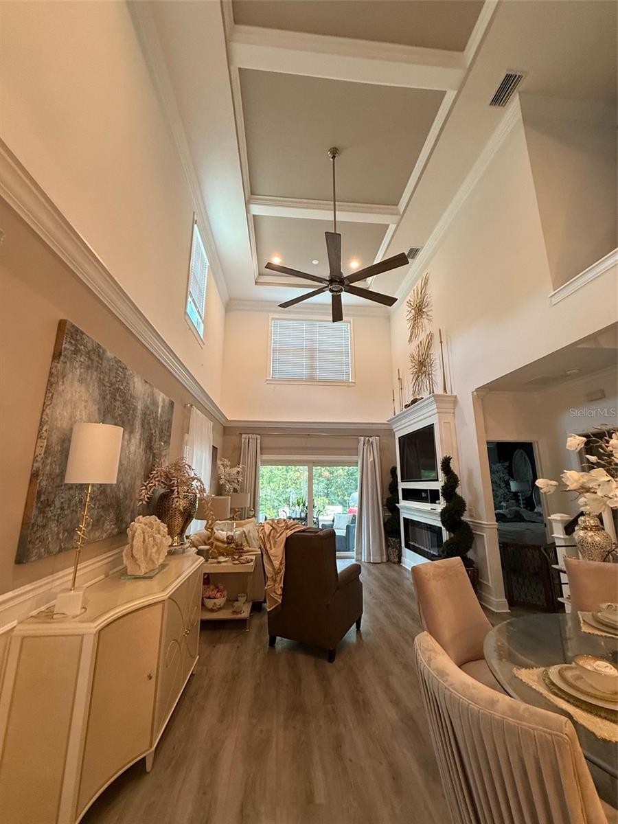 Soaring tray ceilings with stylish painting