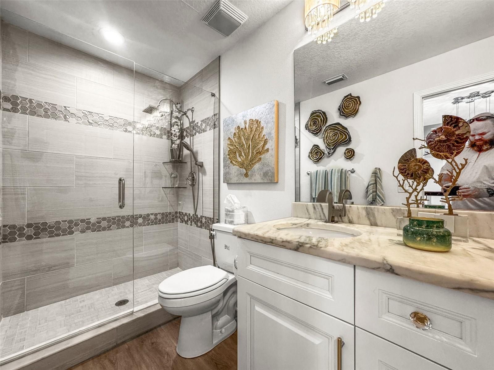 Upstairs bath with large shower
