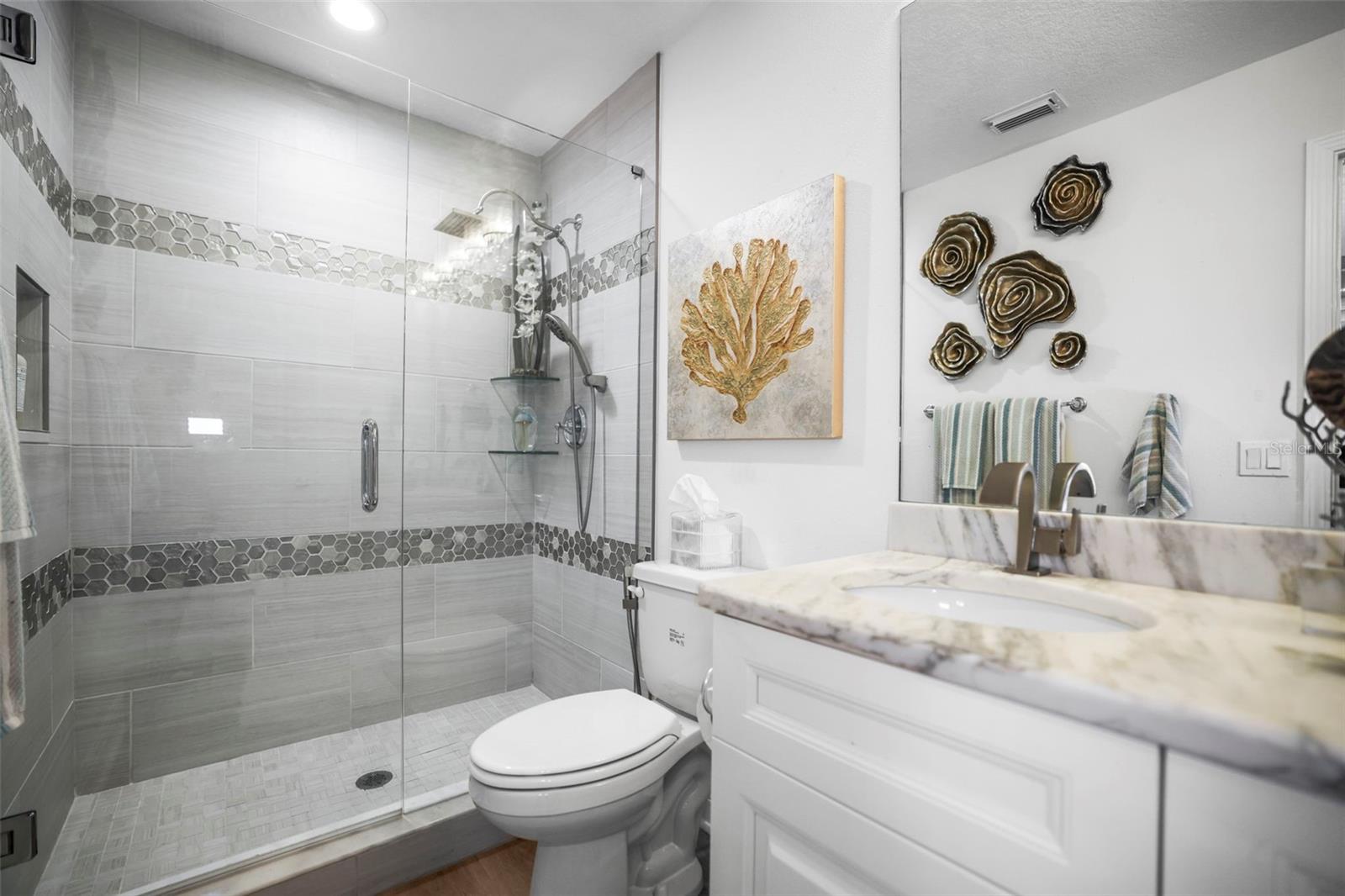 Upstairs bath with large shower