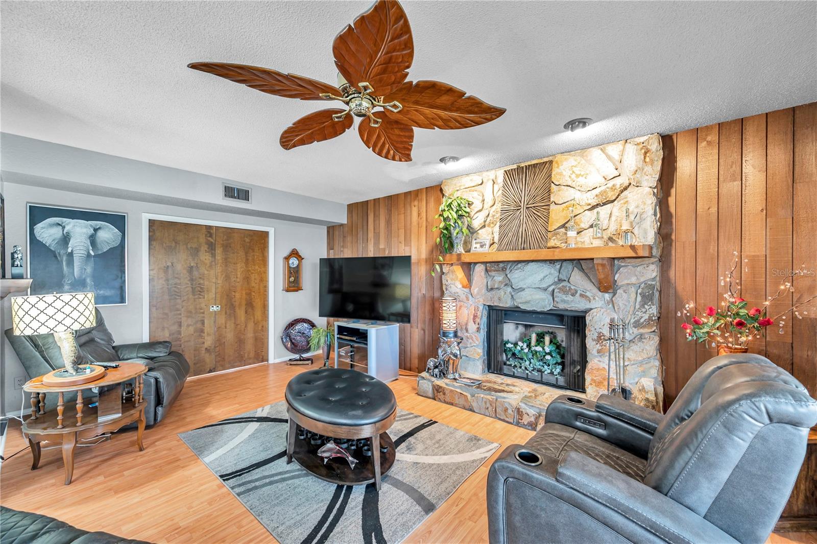 Family Room with pocket door