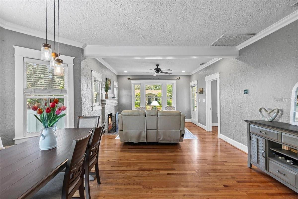 View to living room from dining room area