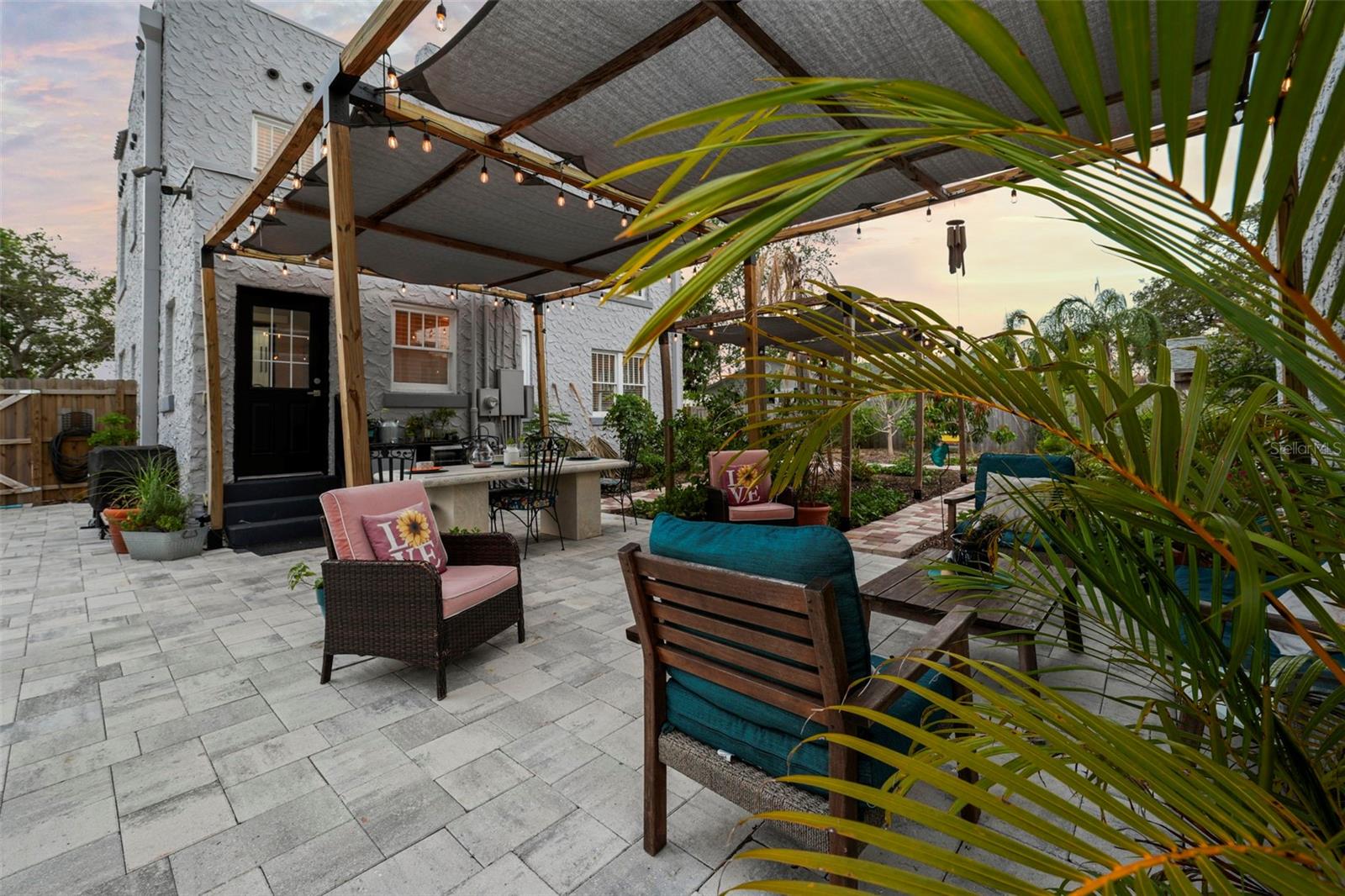 Multiple seating areas are located throughout the property