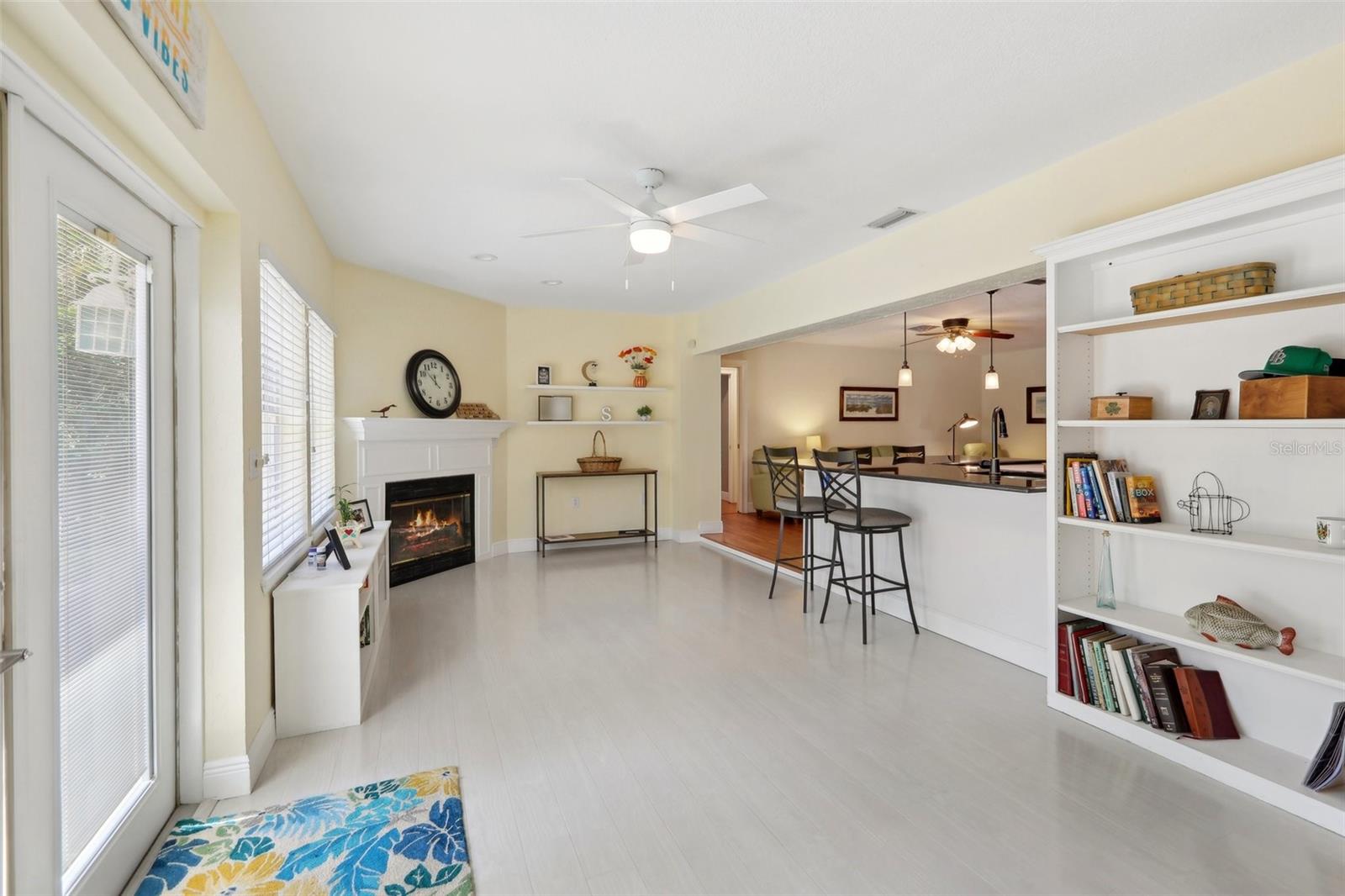 Built ins and fireplace