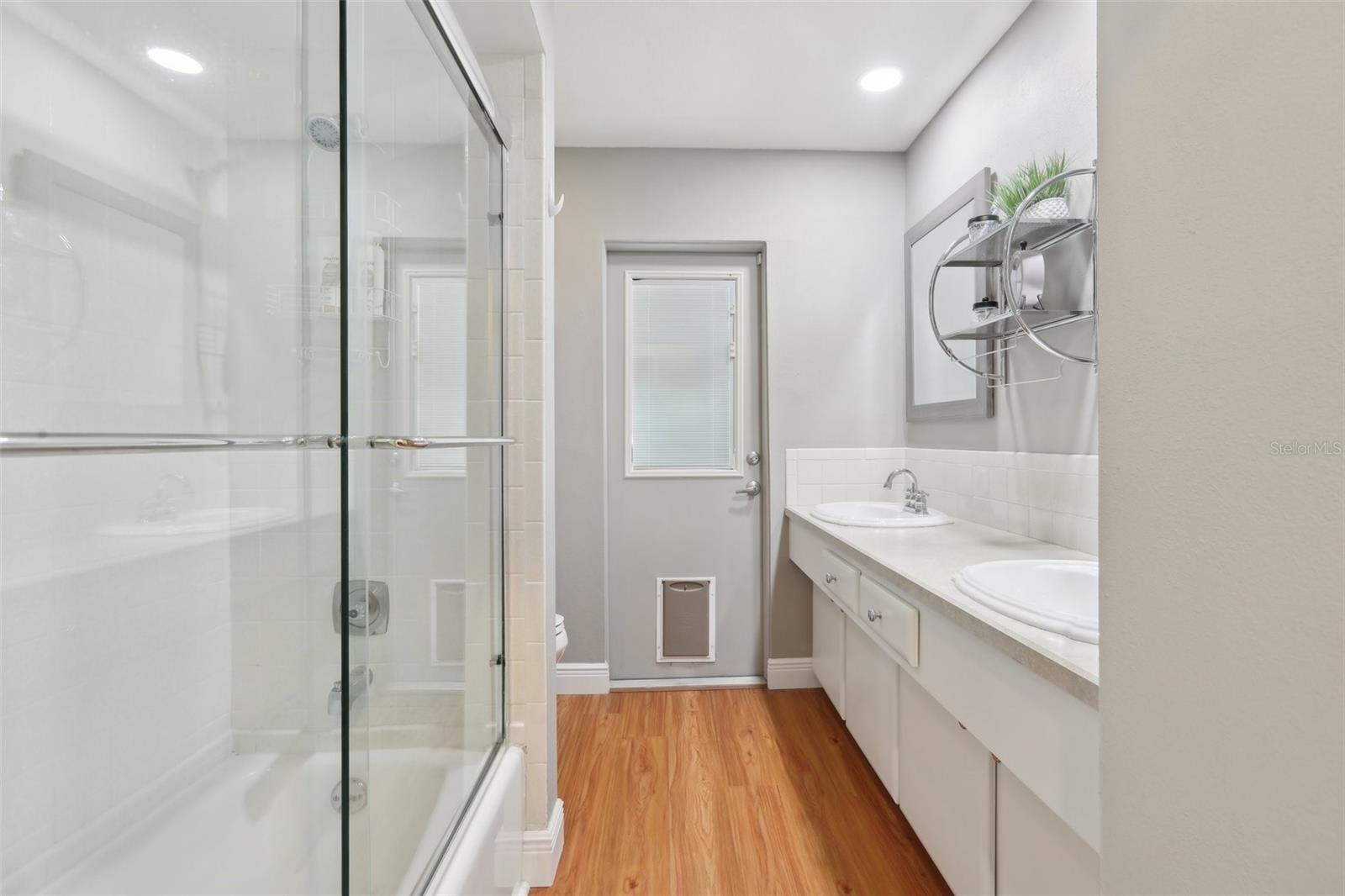 Bathroom with exterior access