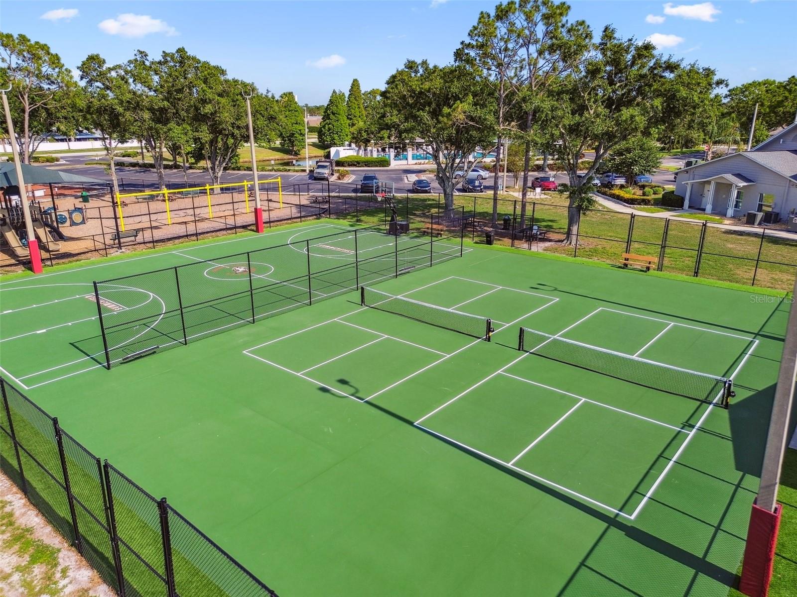 Outdoor basketball and pickleball courts