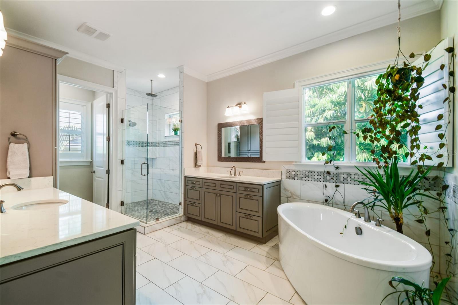 Primary bathroom with garden tub and separate shower