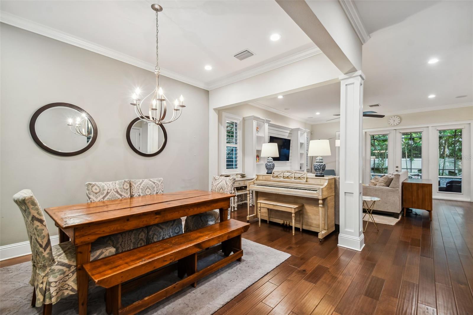 Open dining room to living room and kitchen