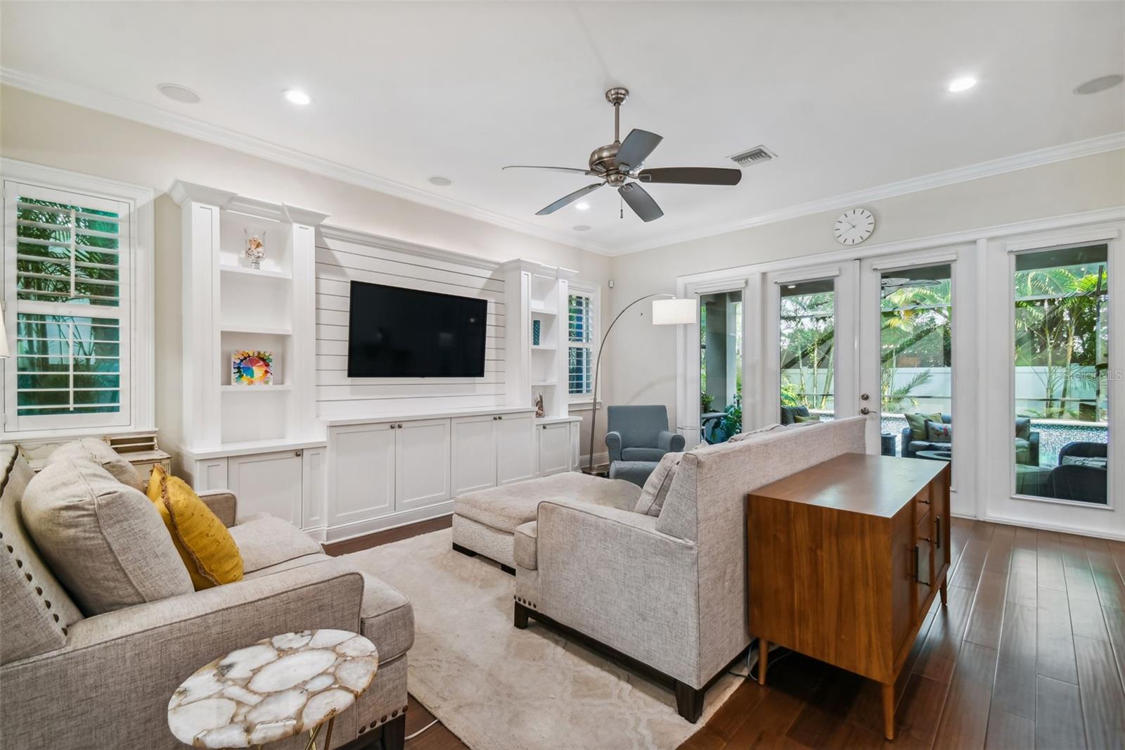 Living room, built in bookcases and entertainment cabinet