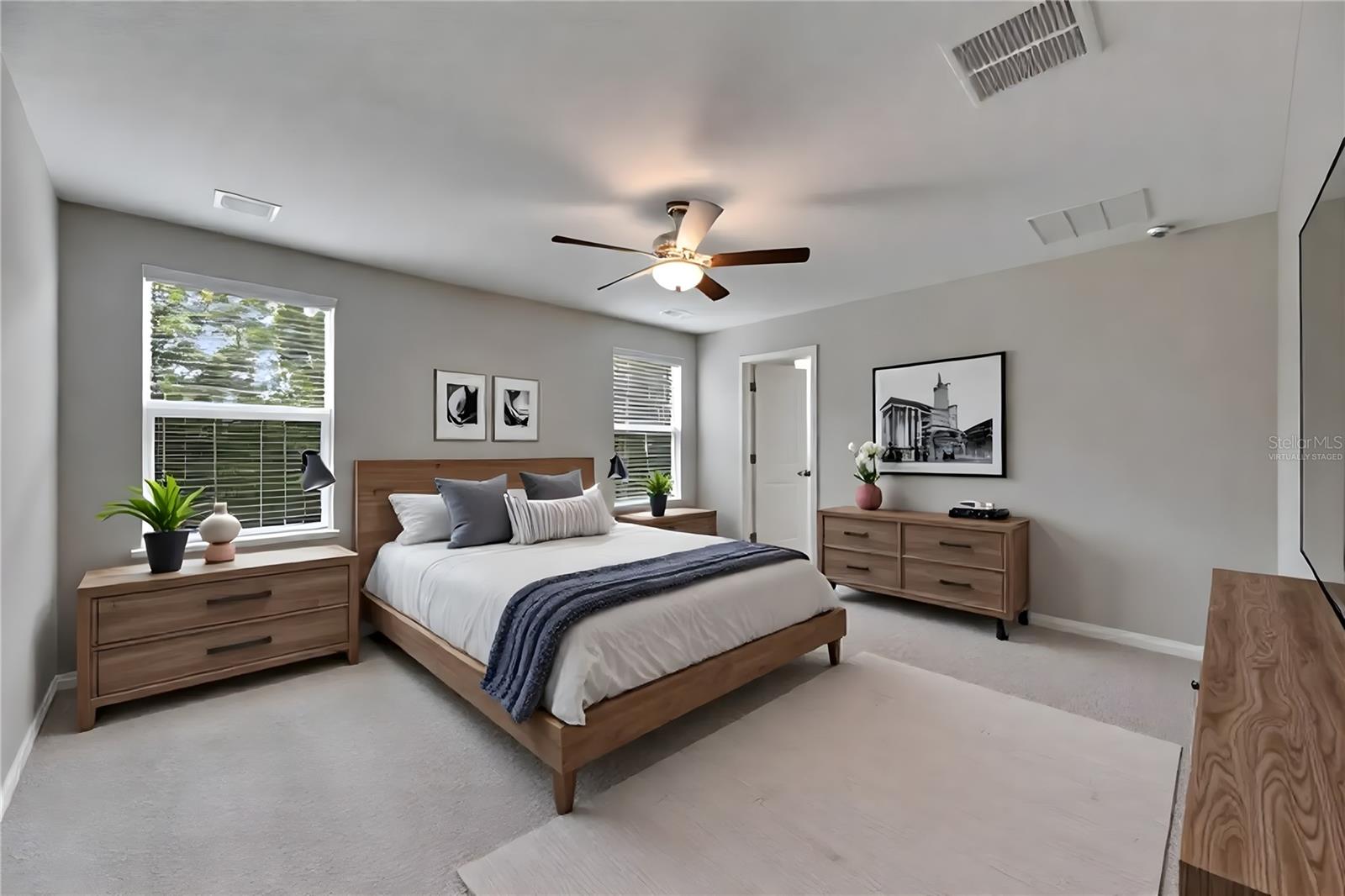 Virtually staged Primary Bedroom