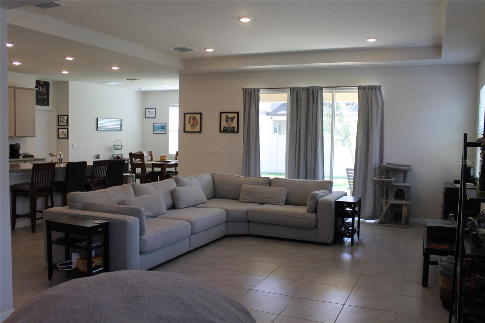 Open floor plan with dining room
