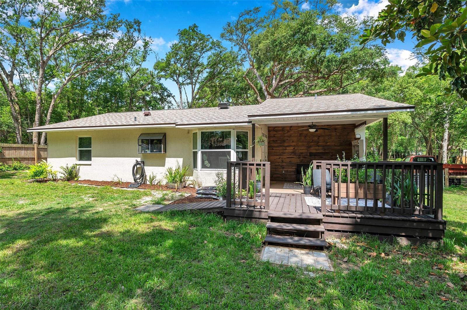 Backyard, lots of room for activities.