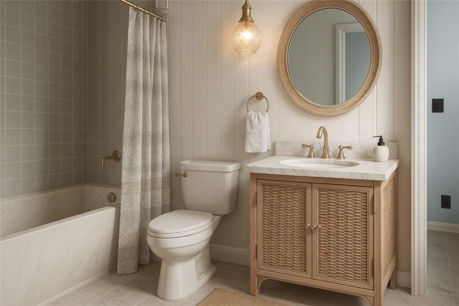 Virtual Photo with ideas for updating the guest bath.