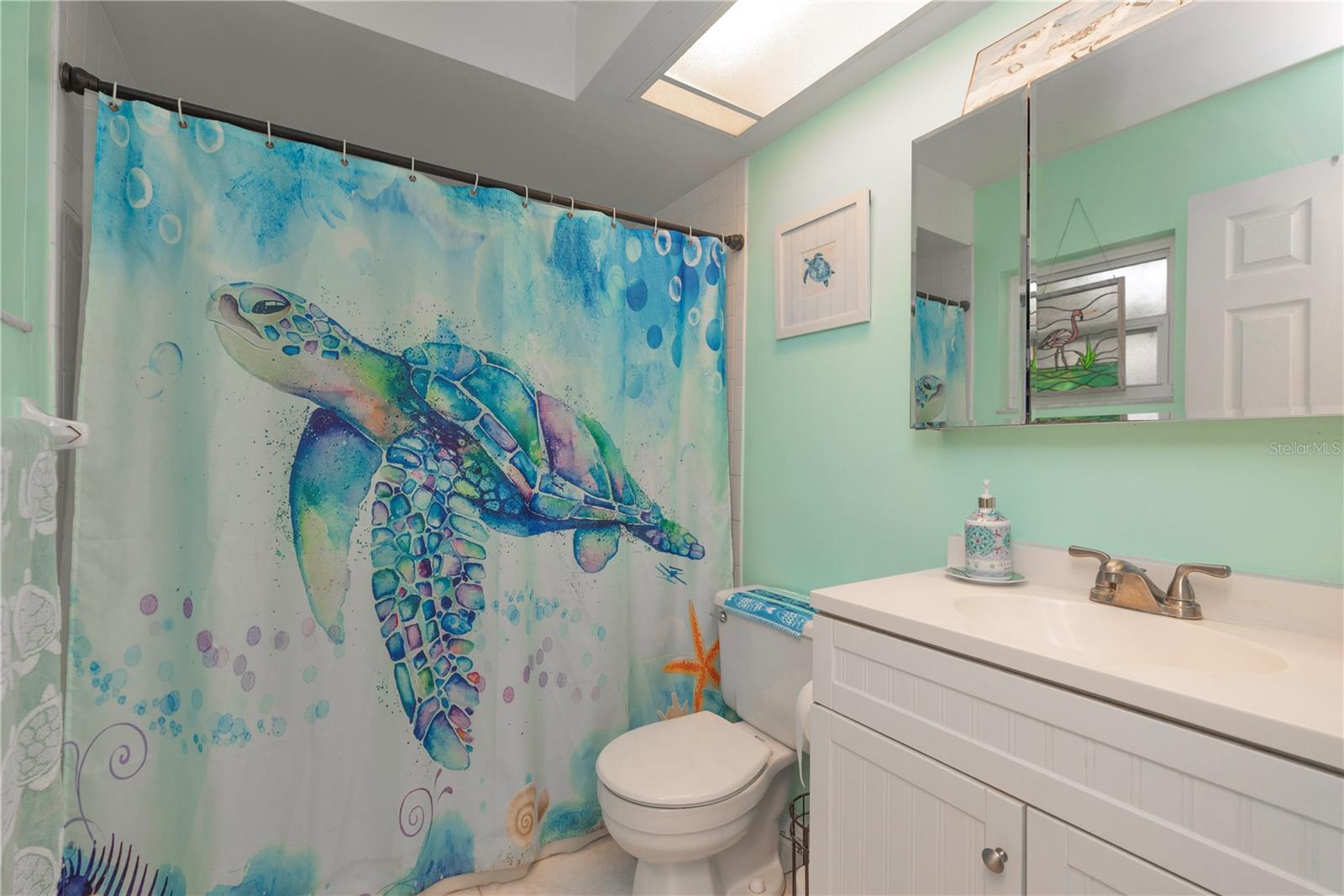 Primary bathroom with shower.