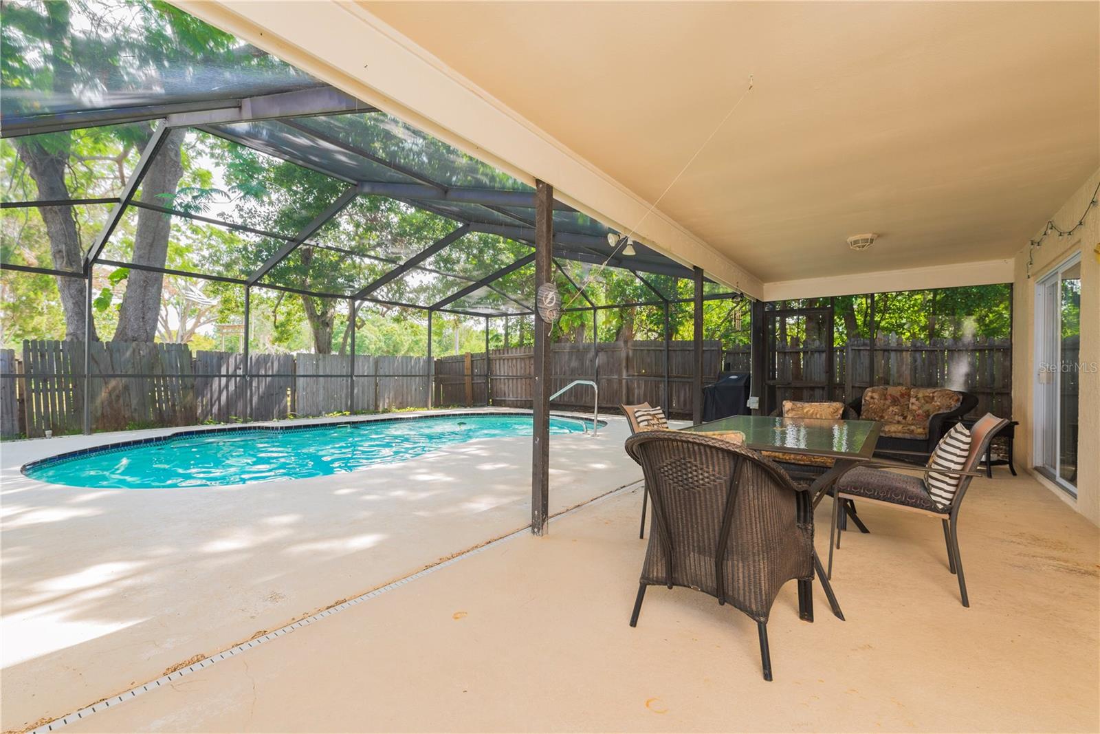 Covered pool area.