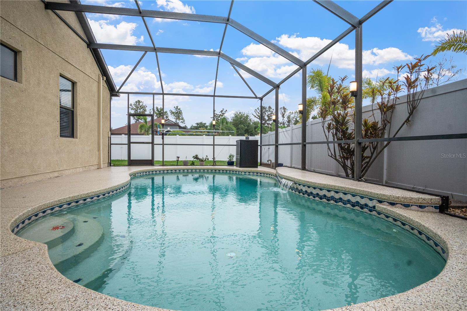 Easy Entry into the Pool ... Freshly Coated Deck Area