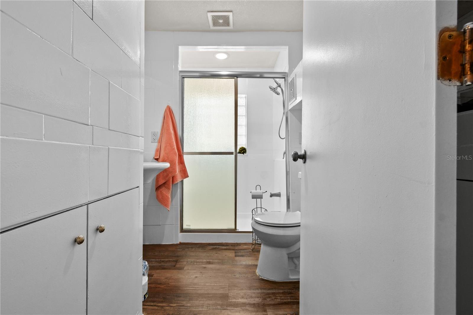 View from hallway to bathroom