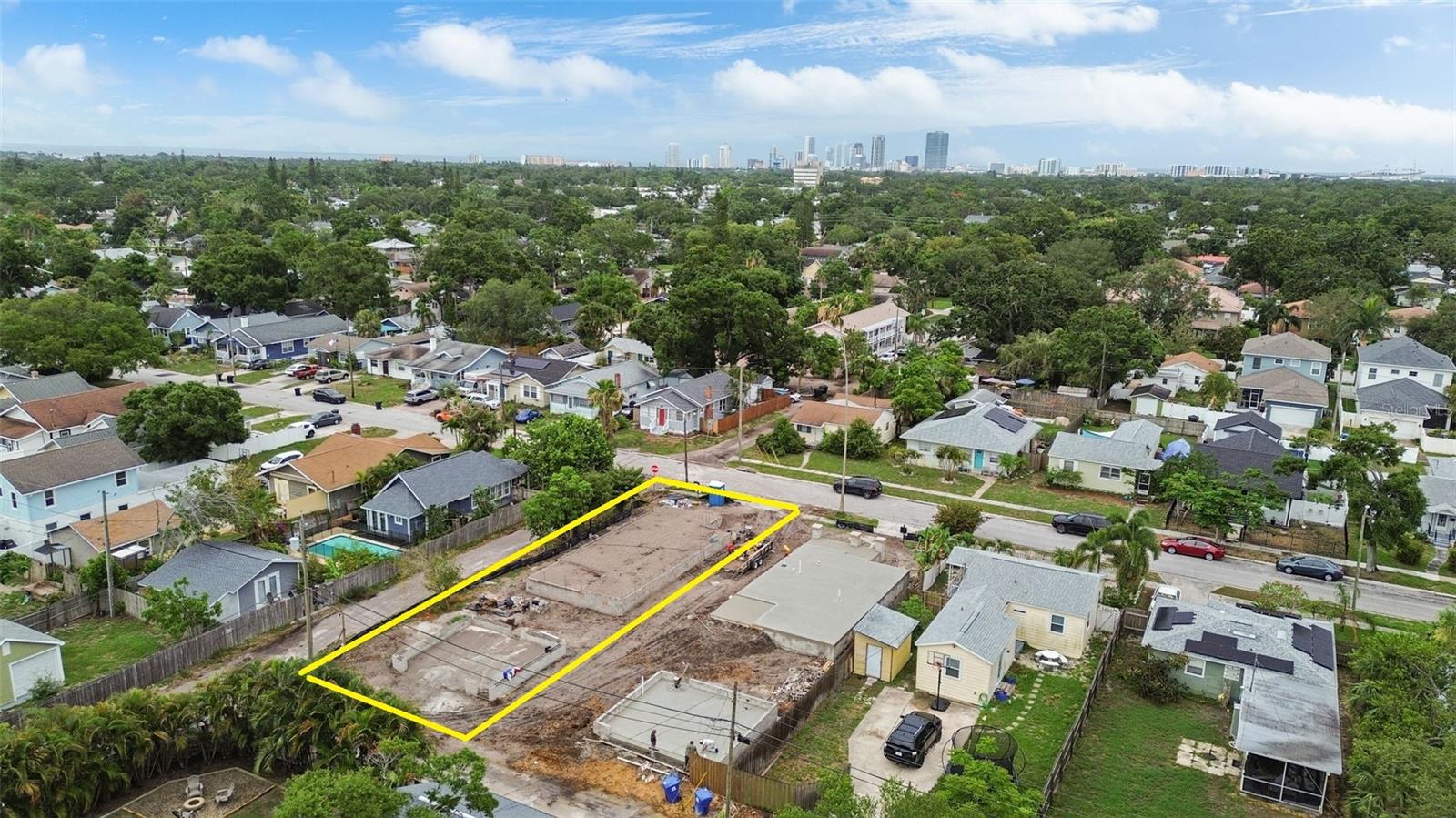 Aerial view with downtown St. Pete skyline