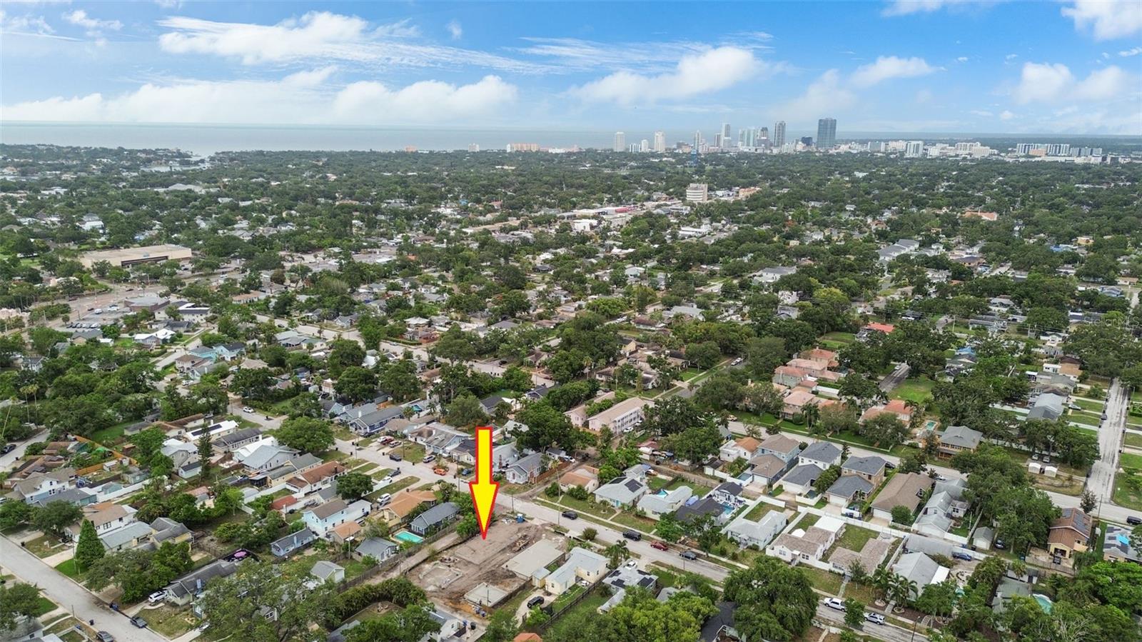 Aerial view with downtown St. Pete skyline