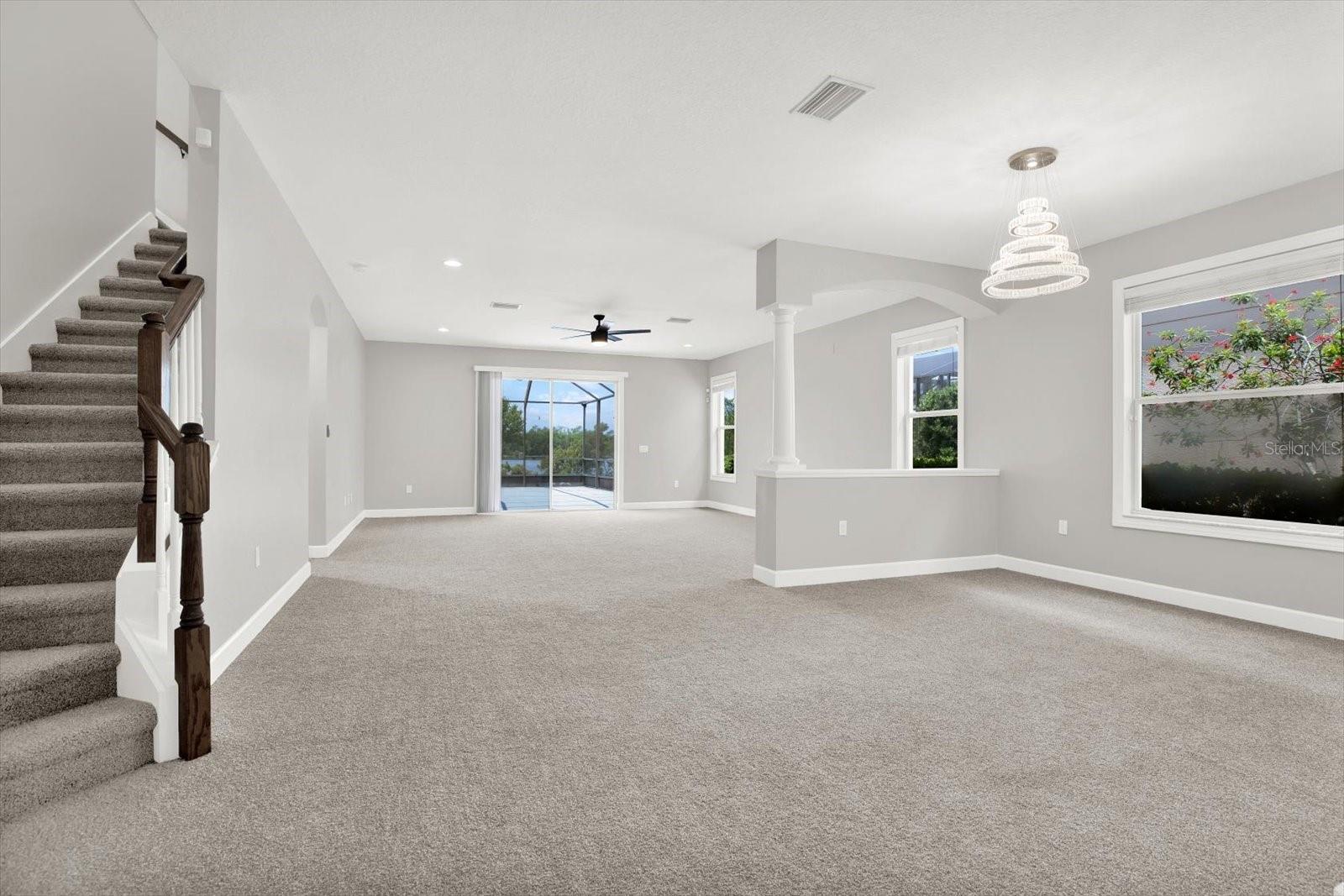 View of the dining room and family room