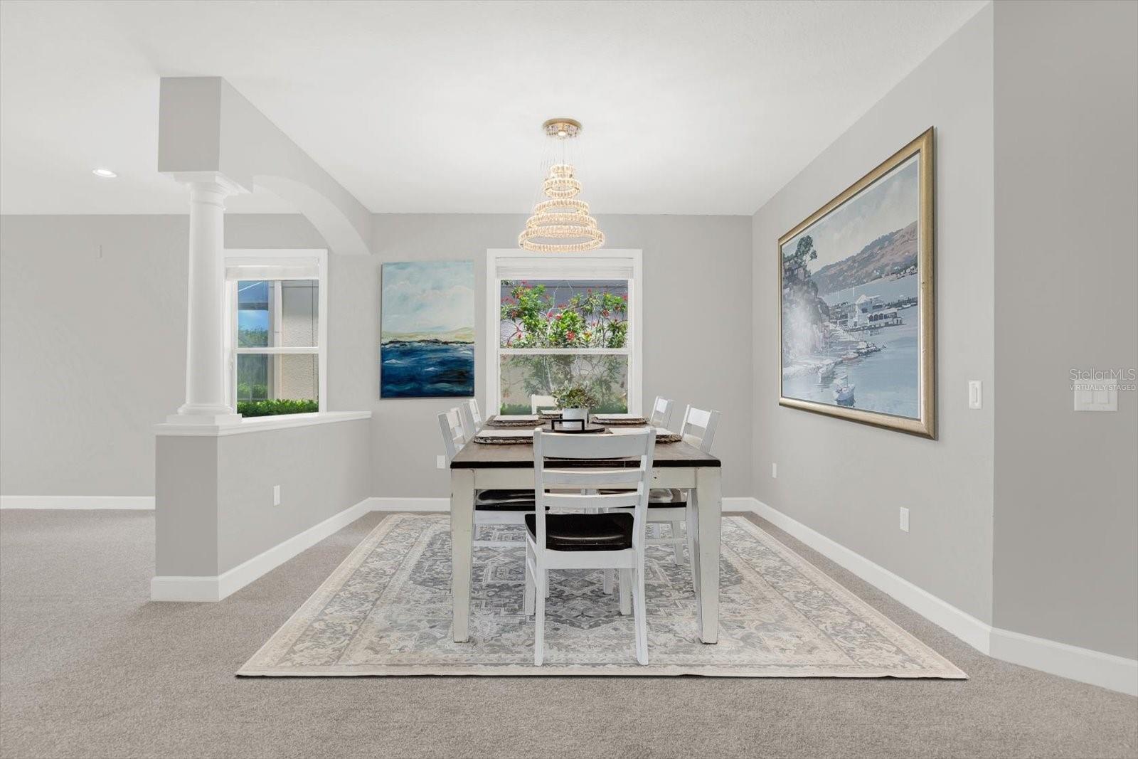 Dining room virtually staged