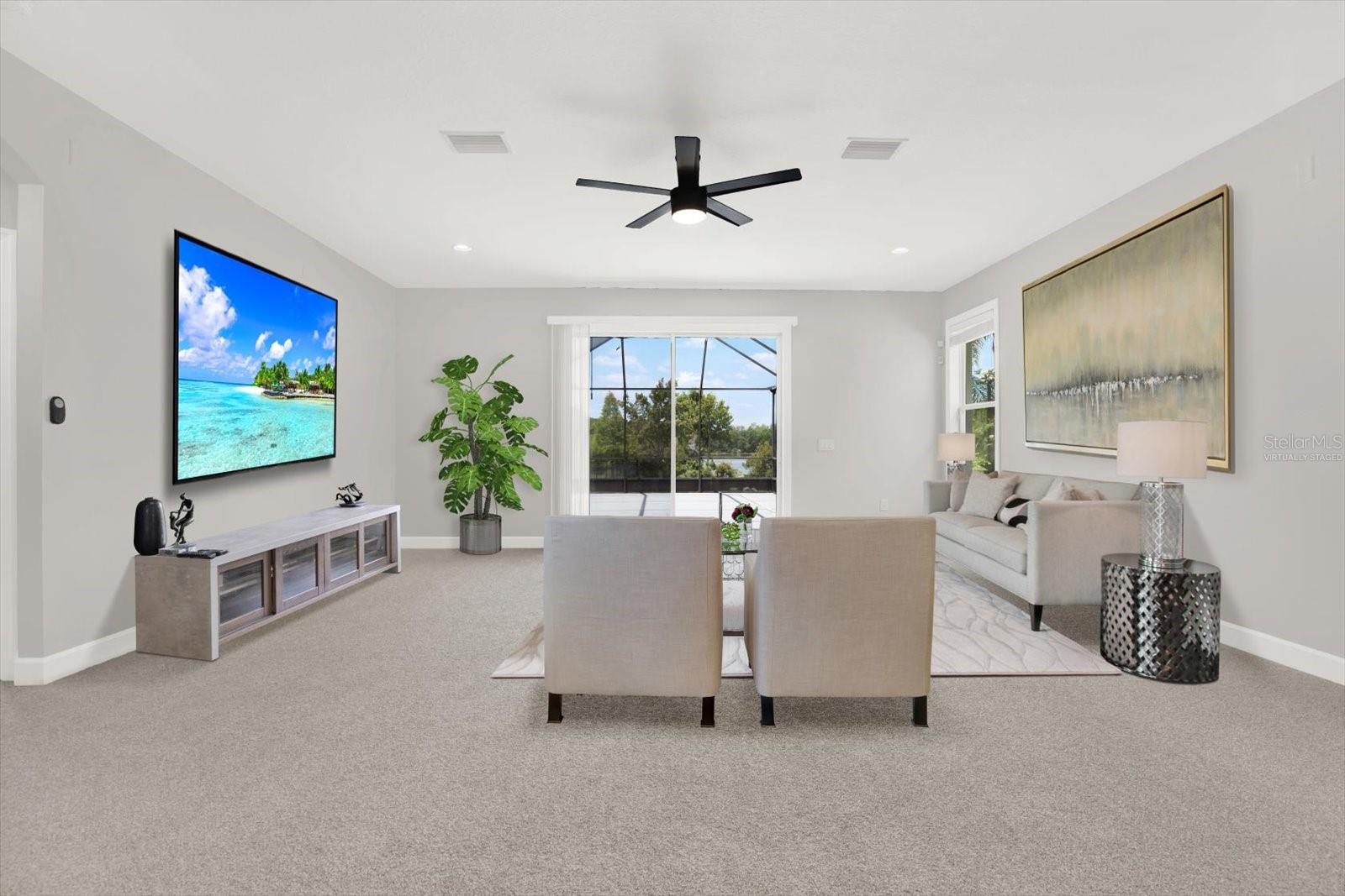Family room virtually staged