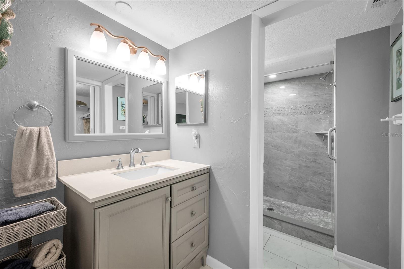 Totally Remodeled Ensuite Bath with walk in shower