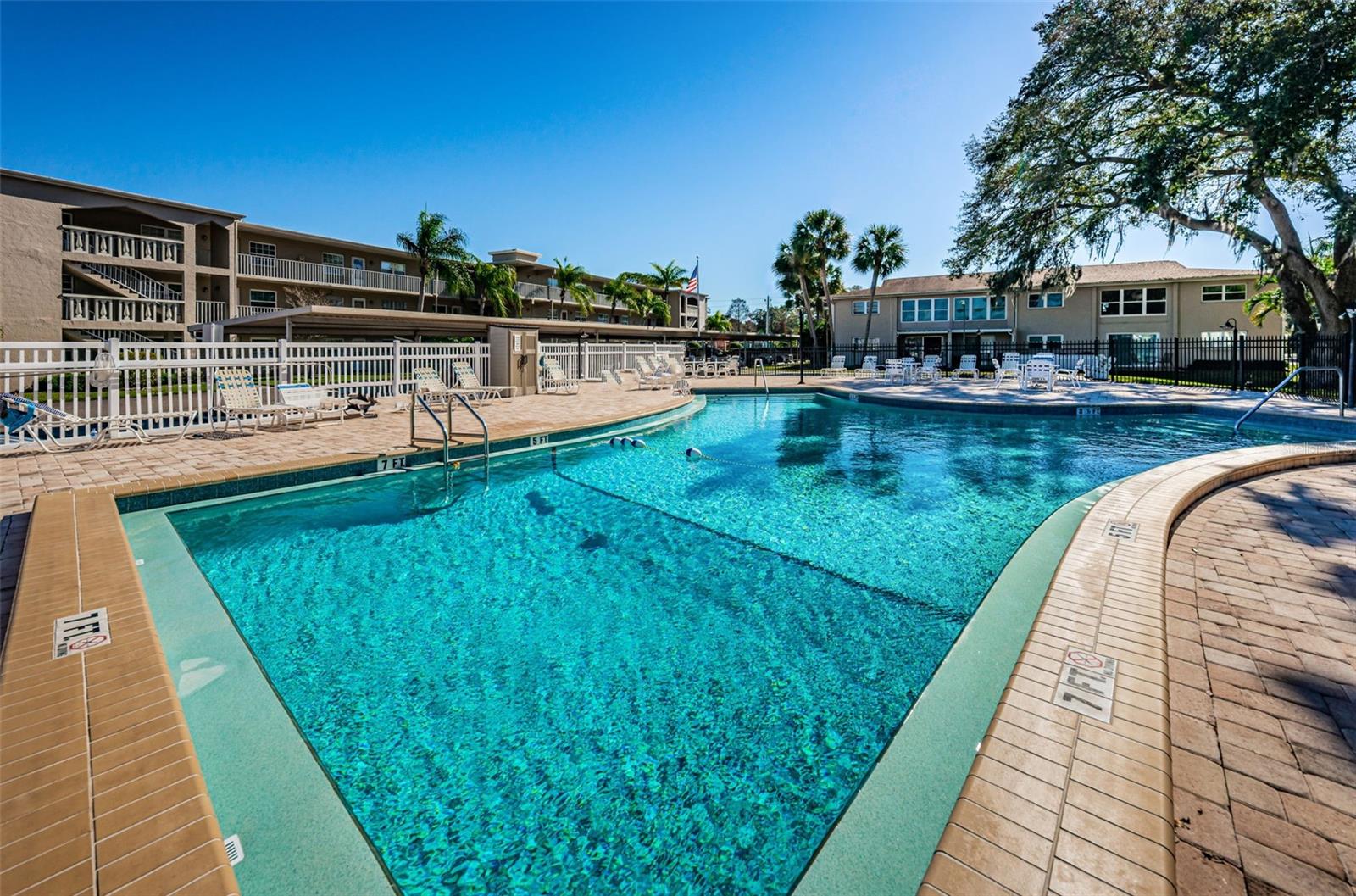 THE DEEP END OF THE POOL IS 7 FEET.