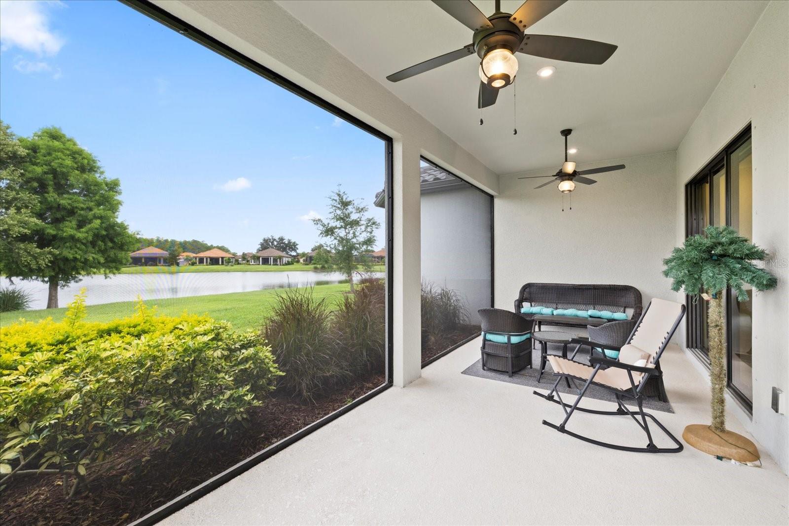 Screened lanai with water views