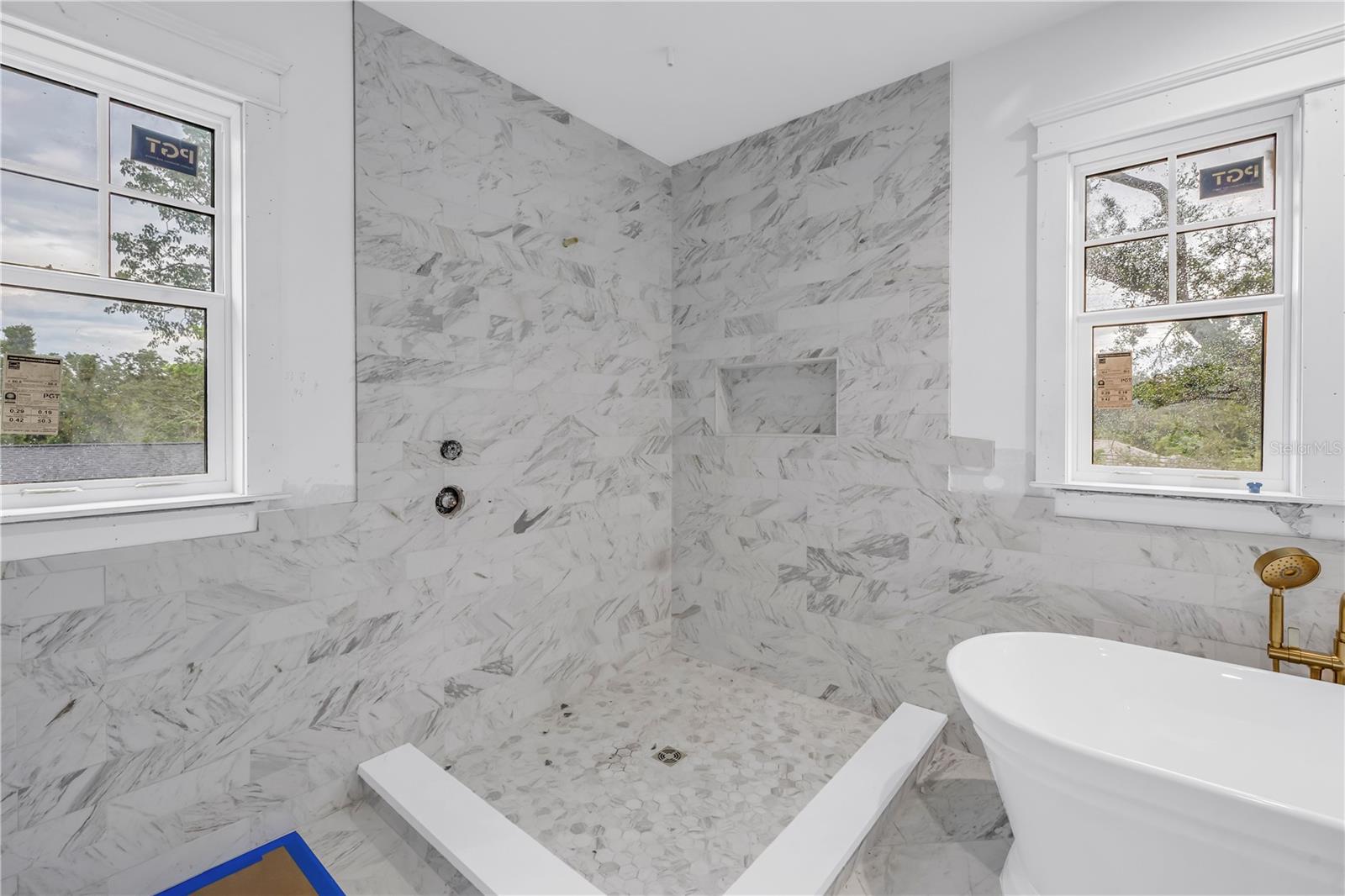Main bath shower in progress - will be glass enclosed