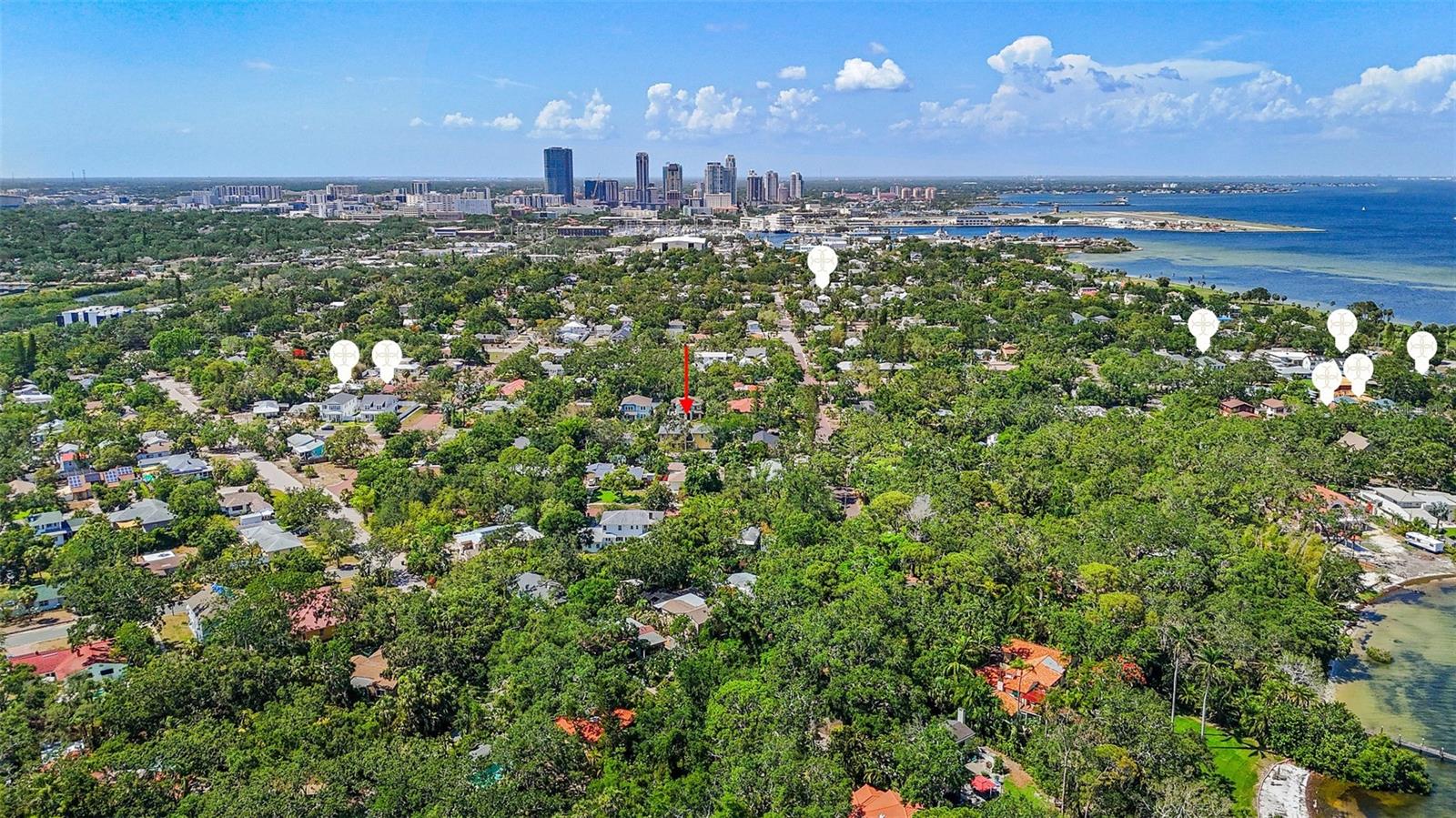 Old Southeast is close to downtown St Pete -an easy golf cart rider or bike ride and many surrounding homes are Canopy Builder's homes indicated with the Canopy pins