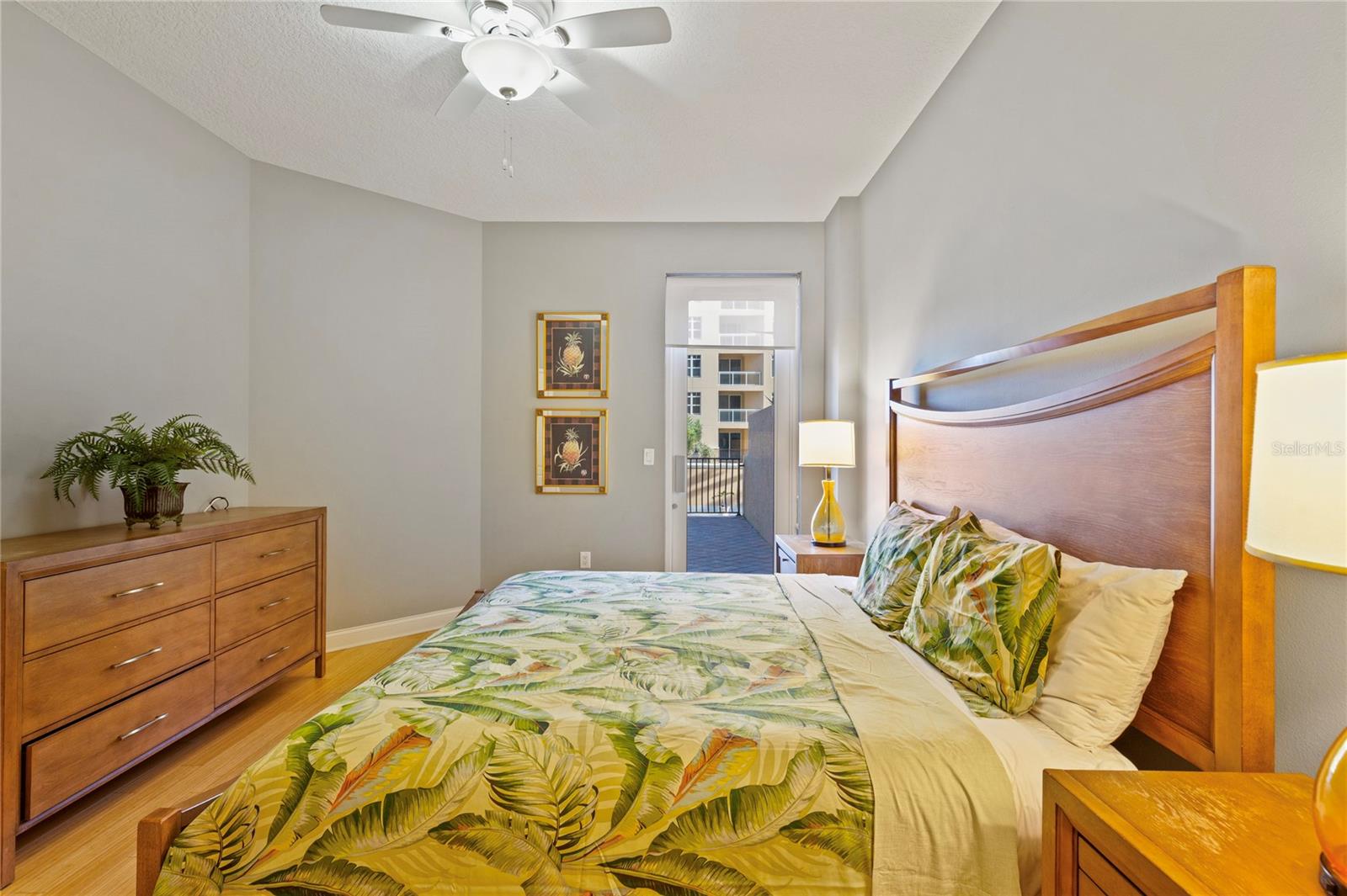 The third bedroom also has balcony access and a king-sized bed. The guest bath is steps from the 2nd and third bedrooms.