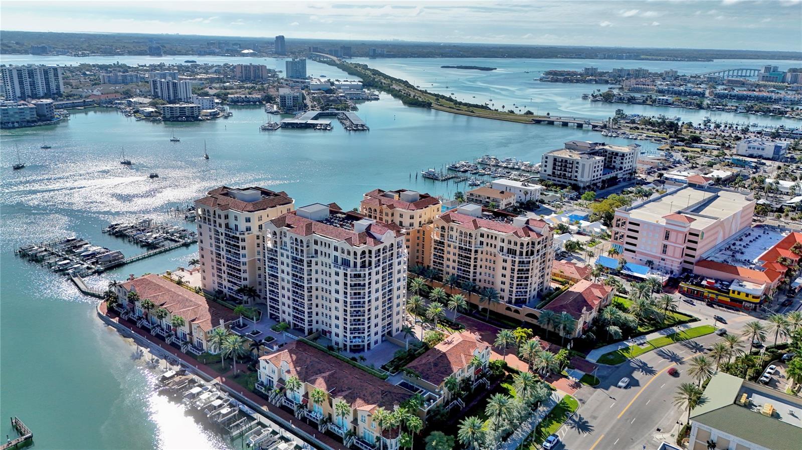 This is the view of the bay and intercoastal waterway from Belle Harbor with Island Estates and mainland Clearwater beyond.