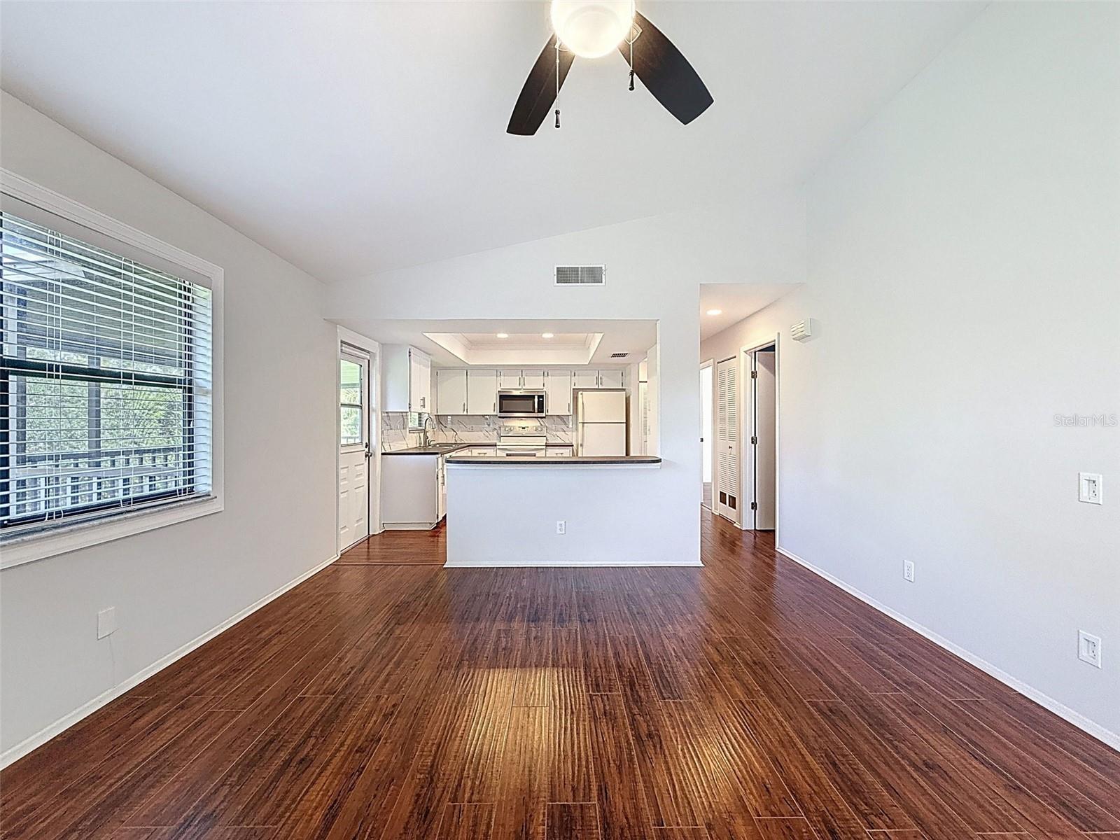 View of the kitchen from the living room