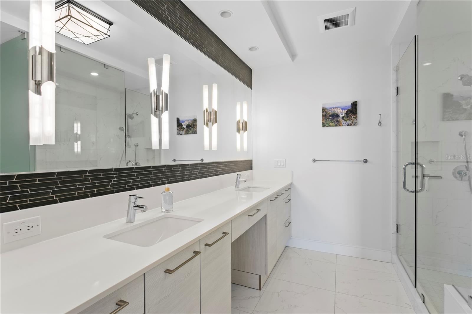 double vanities in primary ensuite bathroom