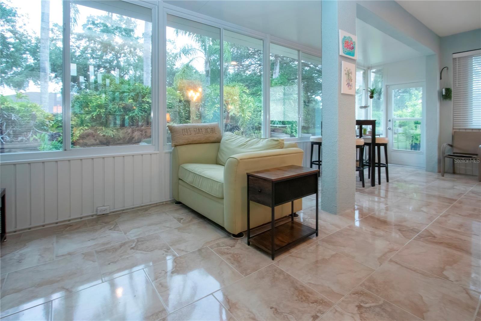 Bright with lots of natural light