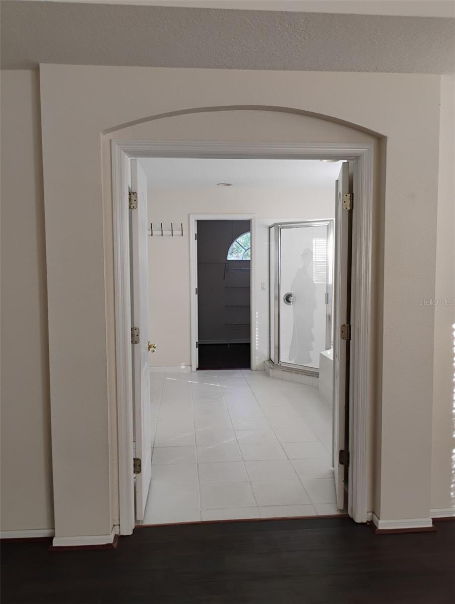 double door to master bathroom