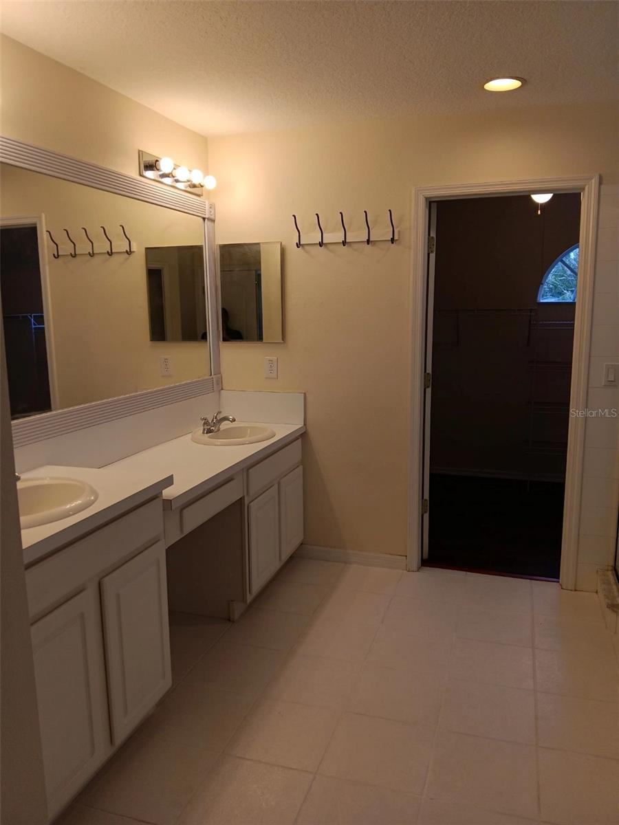 master bathroom with dual sinks