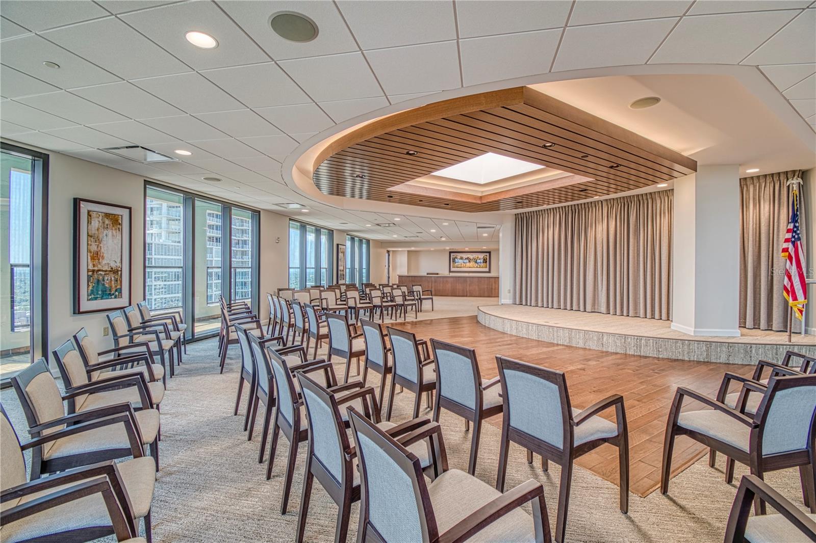 28th floor meeting area with stage