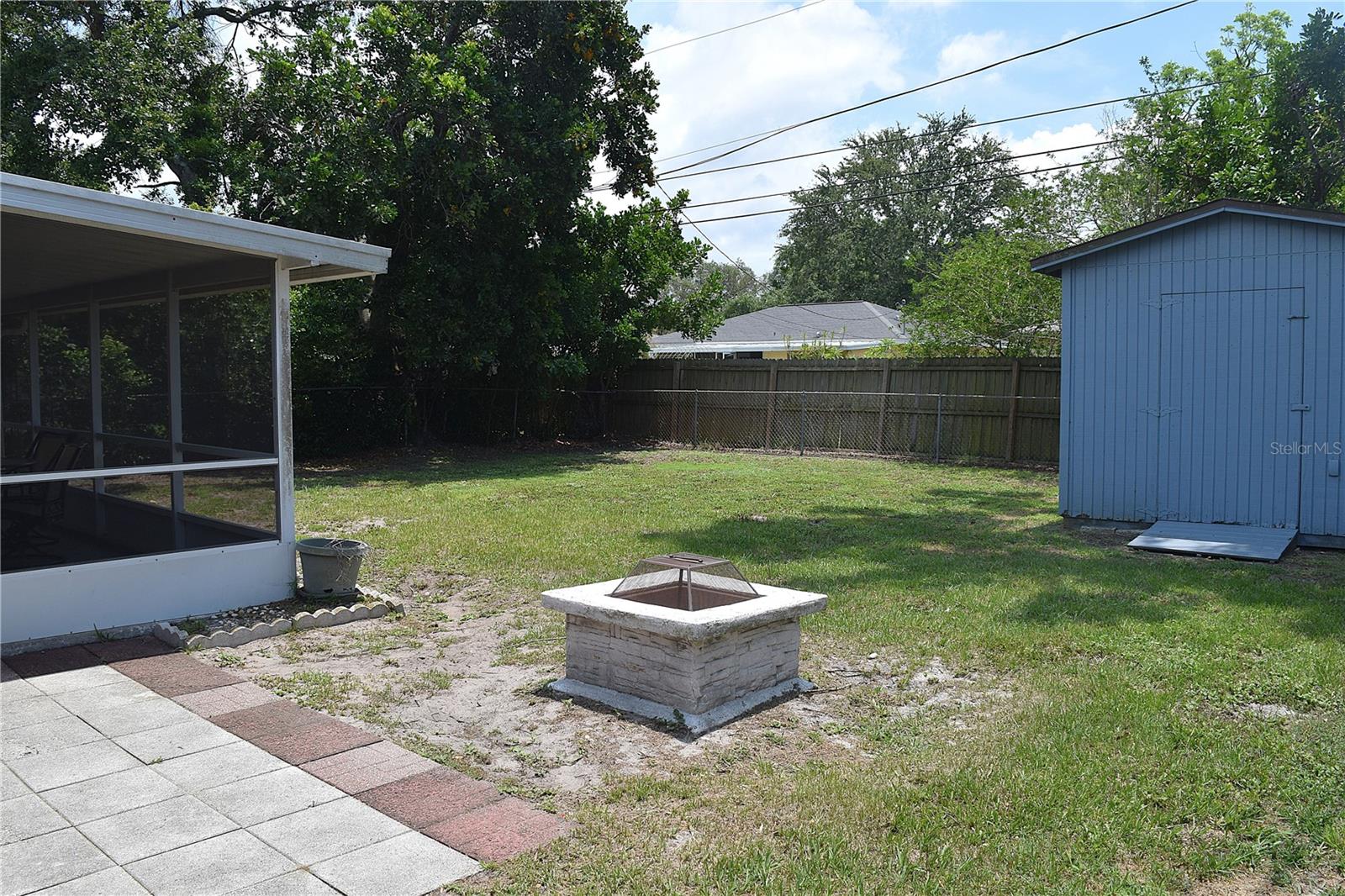 Back yard with firepit, shed & plenty of extra room