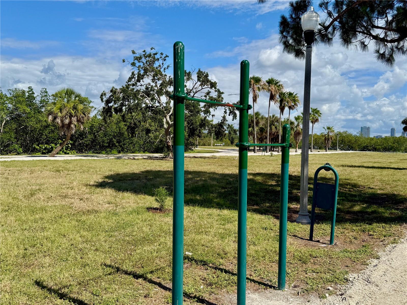 Pull-up bars on fitness trail