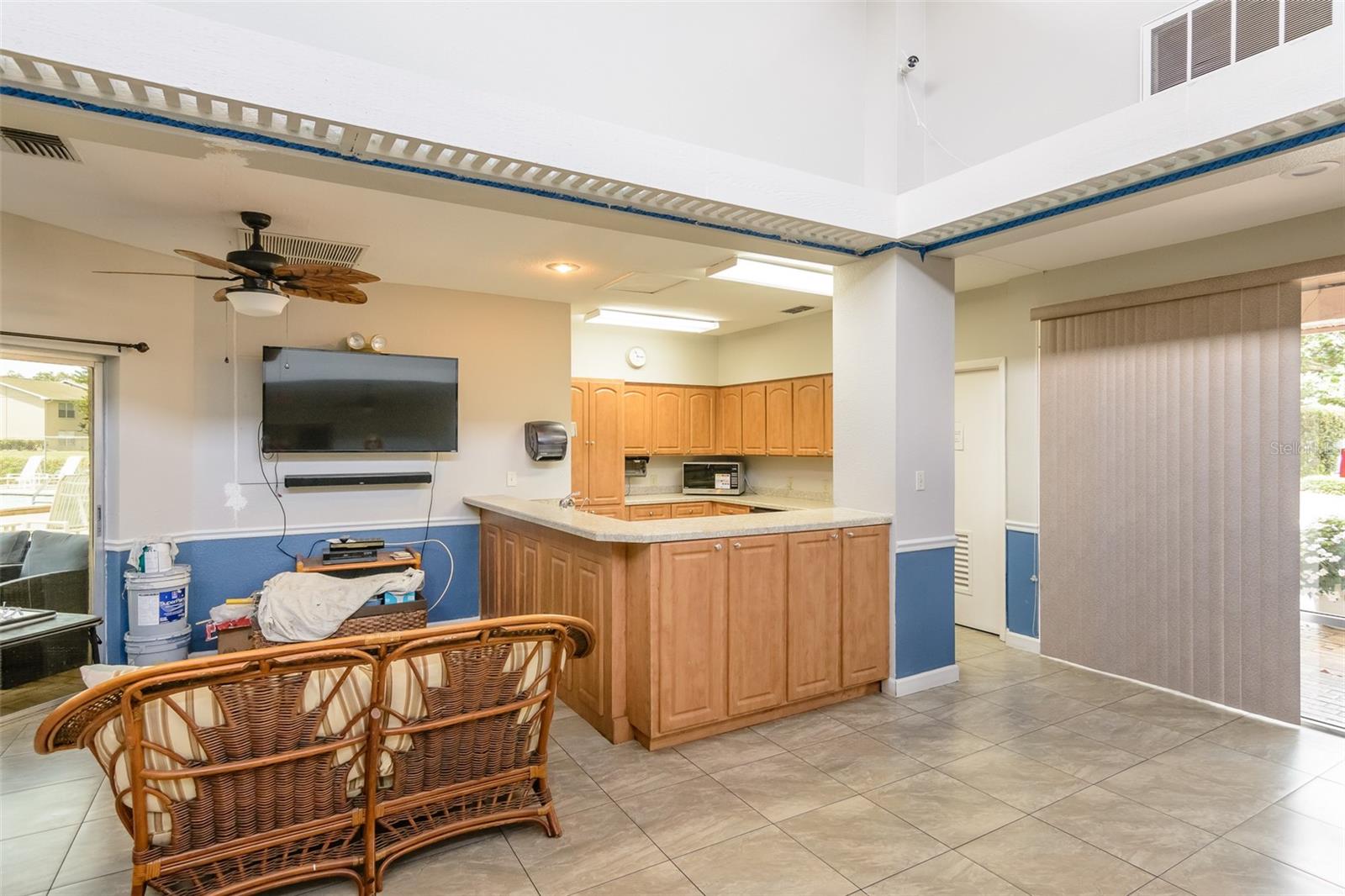 Clubhouse kitchen.  Clubhouse is undergoing some remodeling and fresh paint.